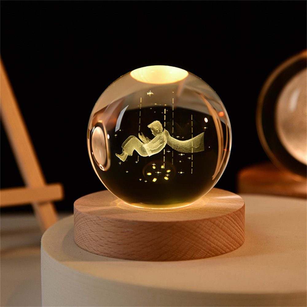 DAYUT LED Nachtlicht 6cm des Kristall planet Prinz Kleiner Kristall 3d Desktop Dekoration Nachtlicht kugel Sternenhimmels