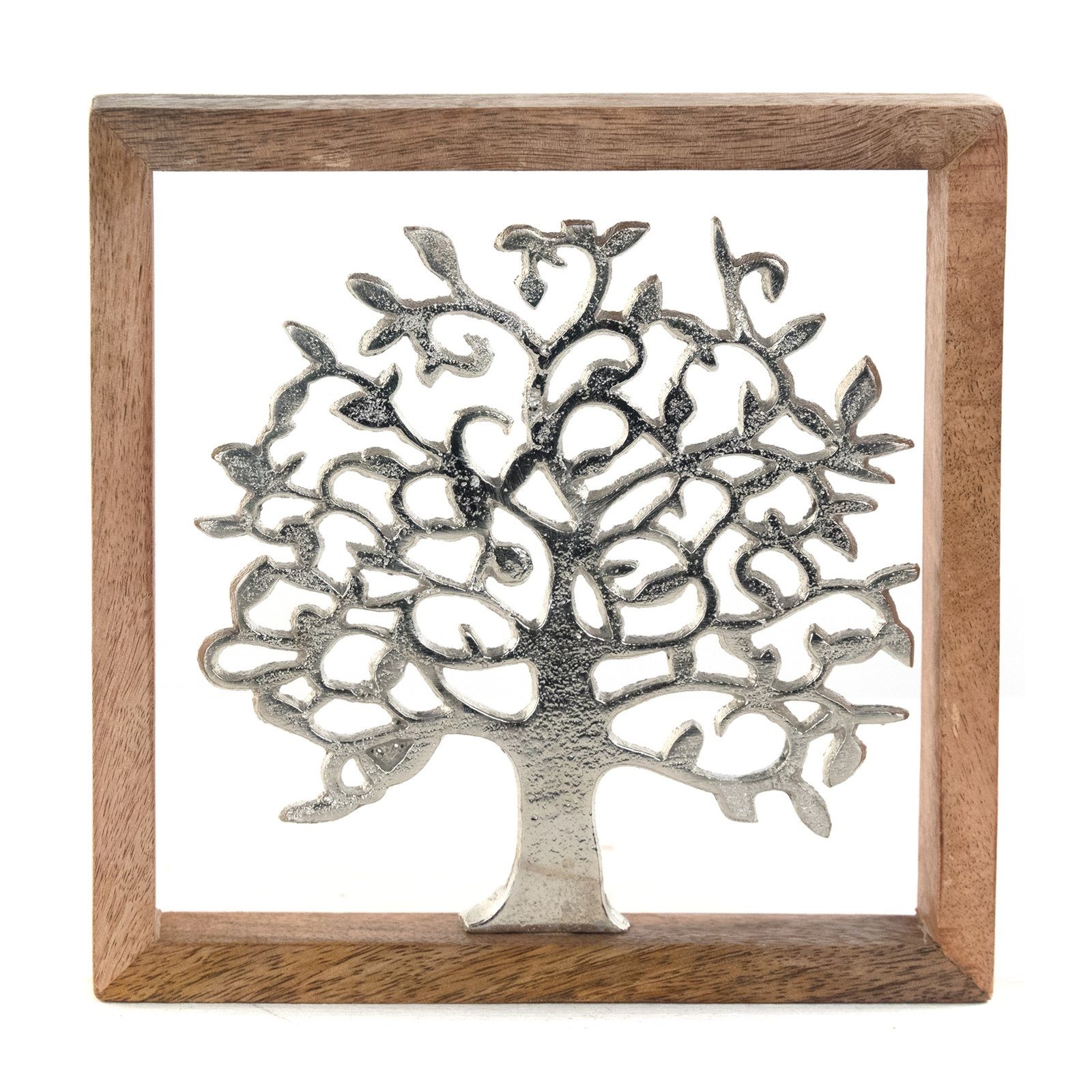DESIGN DELIGHTS Wandbild METALL WANDBILD, 20 cm, Metall, Mangoholz, Wanddeko mit Muster, Lebensbaum