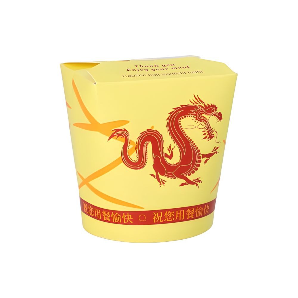 PAPSTAR Einweggeschirr-Set Snackboxen ASIA rund 550 ml 9,7 cm x 8,6 cm x 7,4 cm Dragon 500 Stk, Pappe, beschichtet