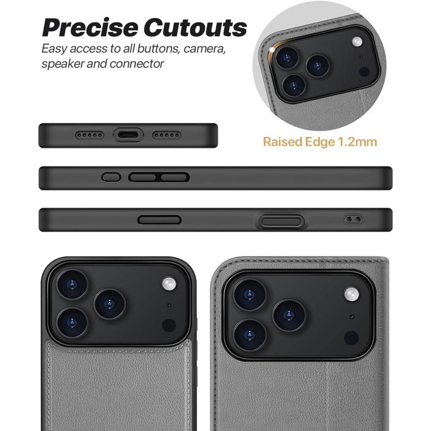 CoolGadget Handyhülle Magnet Book Case für Apple iPhone 17 Pro Hülle + Klapphülle 6,3 Zoll, 2in1 abnehmbare magnetische RFID Schutzhülle Kartenfach Fotofenster – Bild 4 von 5