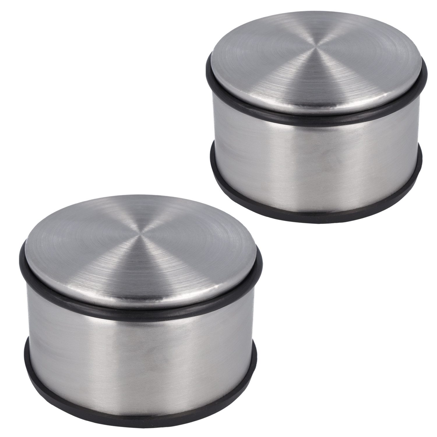 WESTCOTT Bodentürstopper Türstopper aus Edelstahl rund, 1,8kg Eigengewicht, rutschfest (Vorteilspack, 2 St), ⌀ 11cm, Höhe 7cm