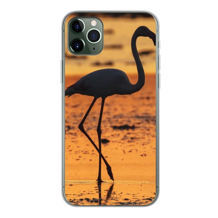 MuchoWow Handyhülle Silhouette eines Flamingos bei Sonnenuntergang Handyhülle Apple iPhone 11 Pro Max Smartphone-Bumper Print Handy