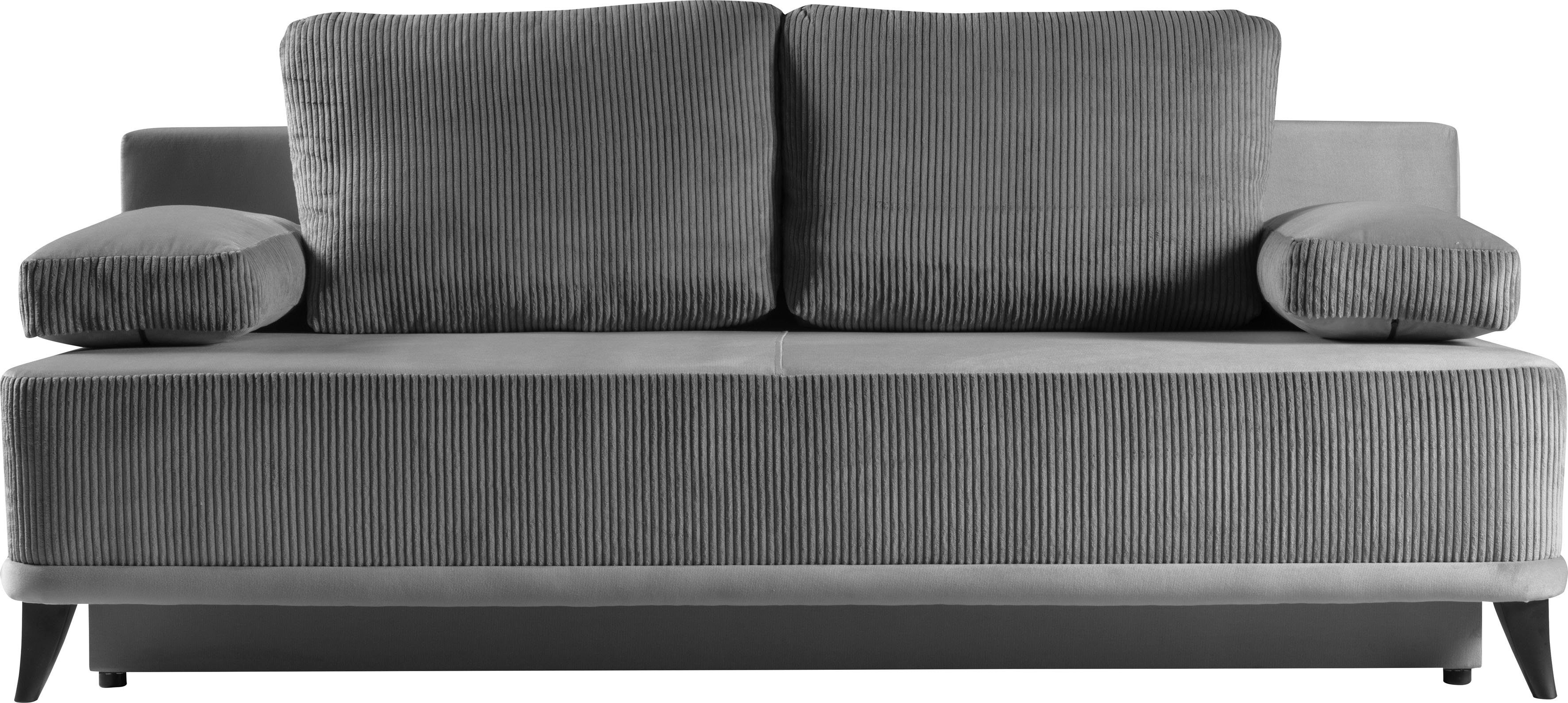 WERK2 Schlafsofa Rosso, 2-Sitzer Anthrazit Bettkasten | | Sofa Federkern & und mit Anthrazit Anthrazit Schlafcouch