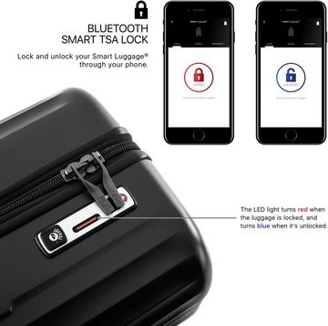 Heys Hartschalen-Trolley Smart Luggage® silber, 53 cm, 4 Rollen, Handgepäck vollständig venetztes High-End-Gepäck mit App-Funktion