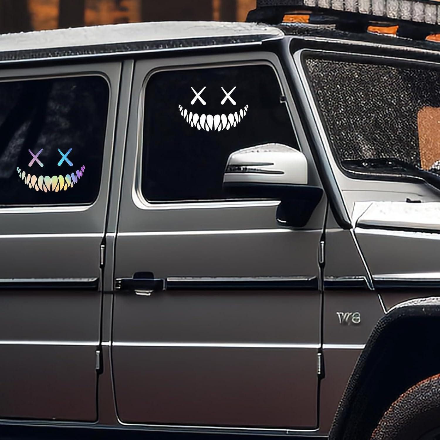 LuxusKollektion Reflektor-Aufkleber Aufkleber 2er Set reflektierend Dämon Smile für Auto Motorrad Helm