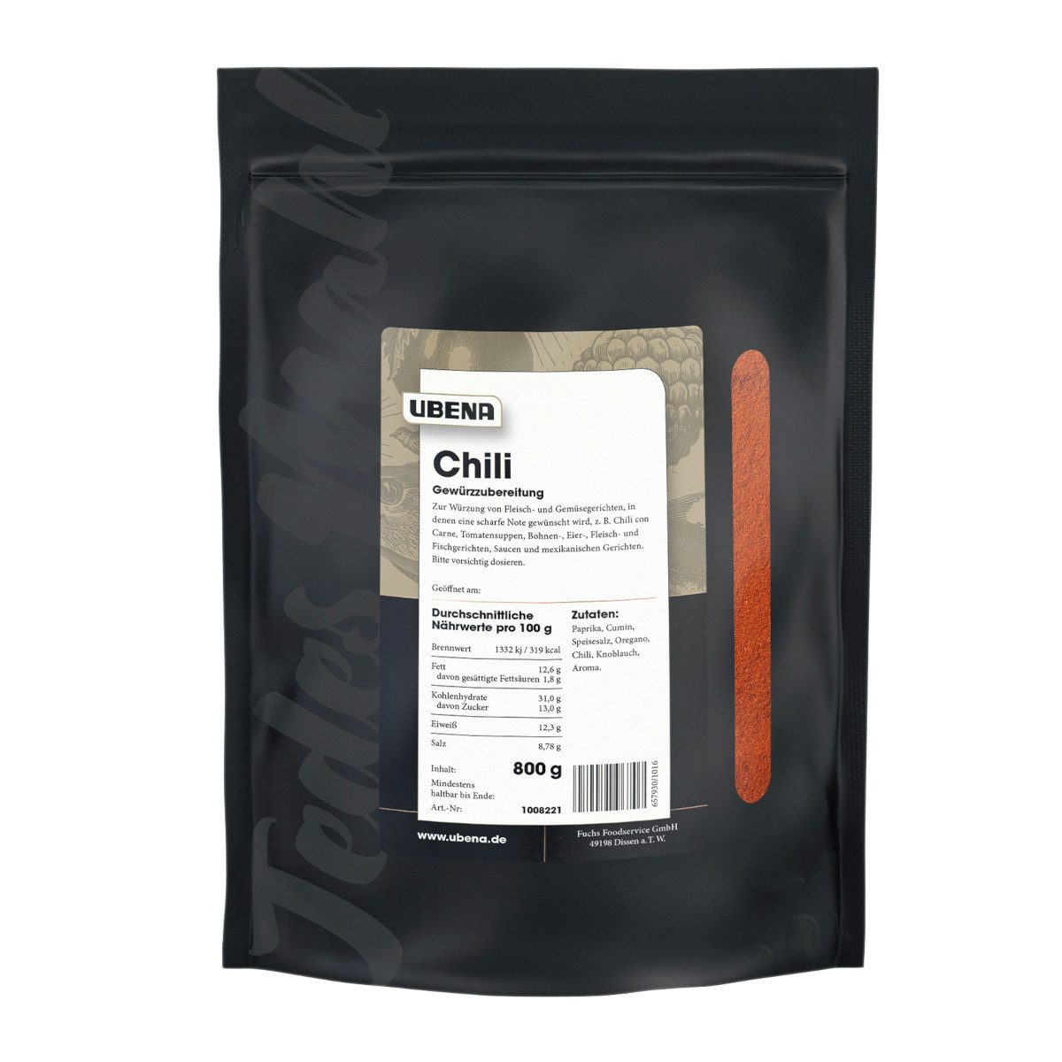 UBENA Gewürz, Ubena Chili Gewürzzubereitung tiefe kräftige Schärfe Zipbeutel 800g