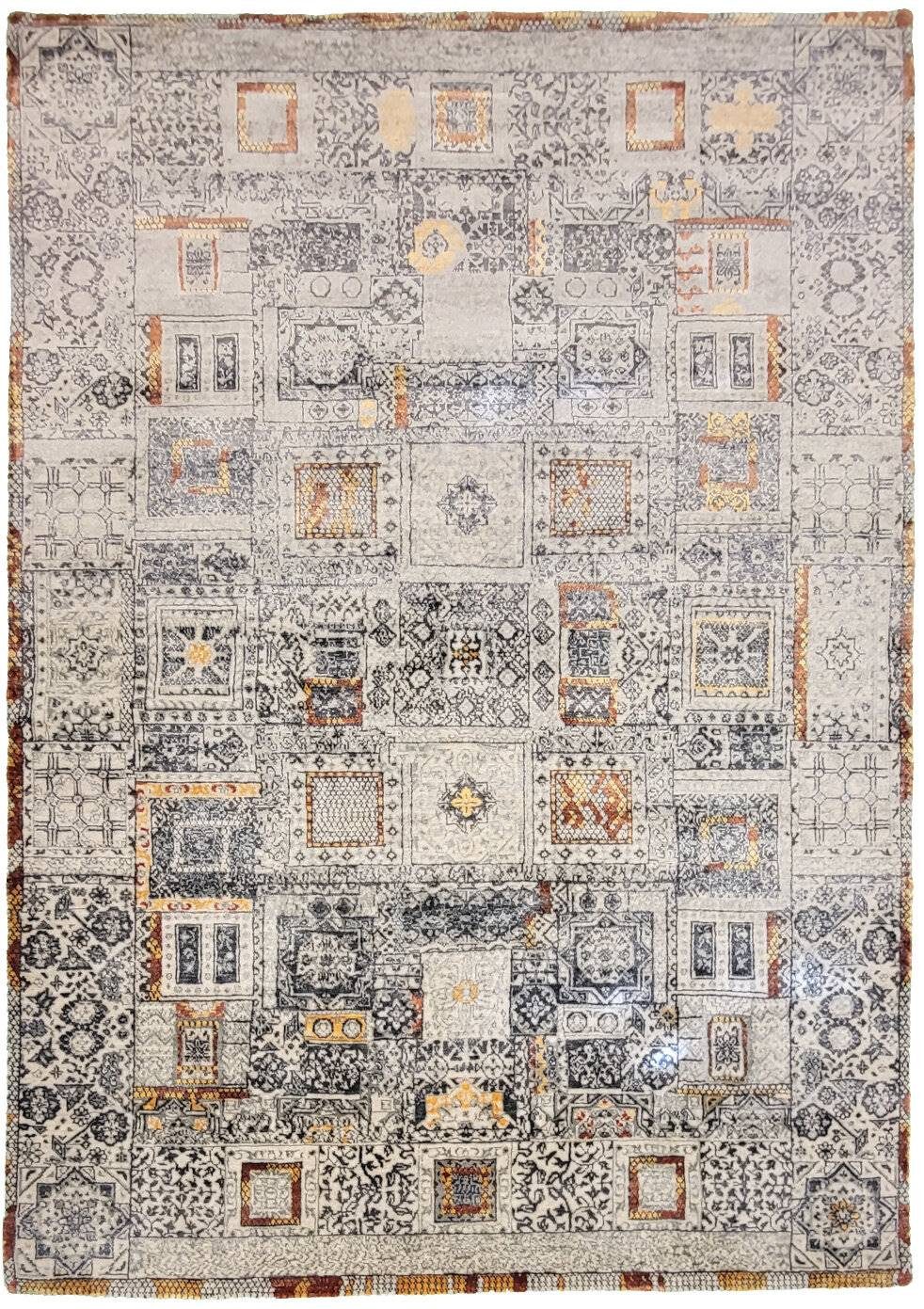 Rug Studios Teppich LAVISH Modern Handgeknüpft, Rechteckig, Höhe: 14 mm, Wohnzimmer, 70 x 140 cm, Terra