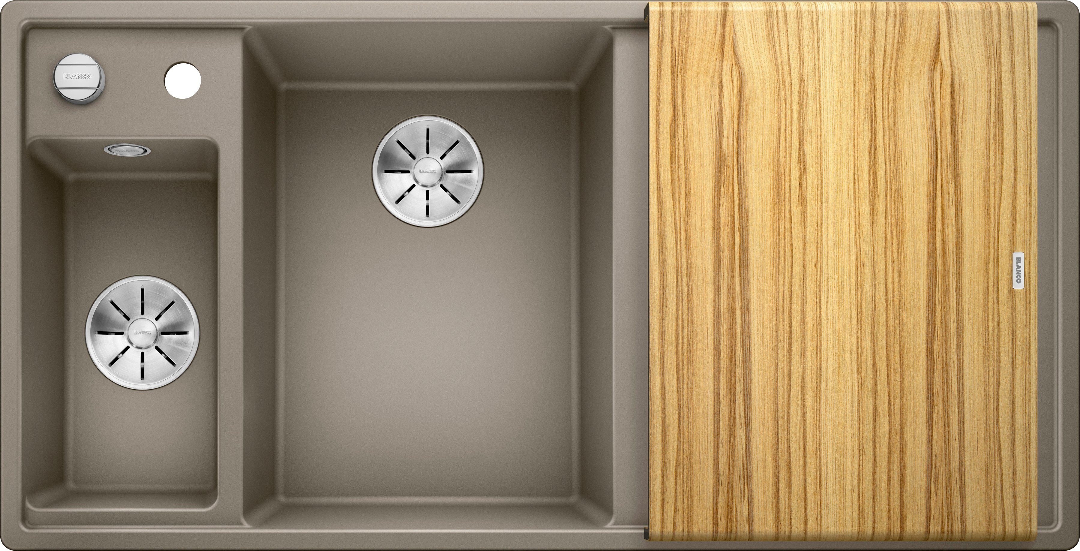 Blanco Granitspüle AXIA III 6 S, eckig, 51/100 cm, (1 St), inklusive Esche-Compound-Brückenschneidebrett und Multifunktionsschale