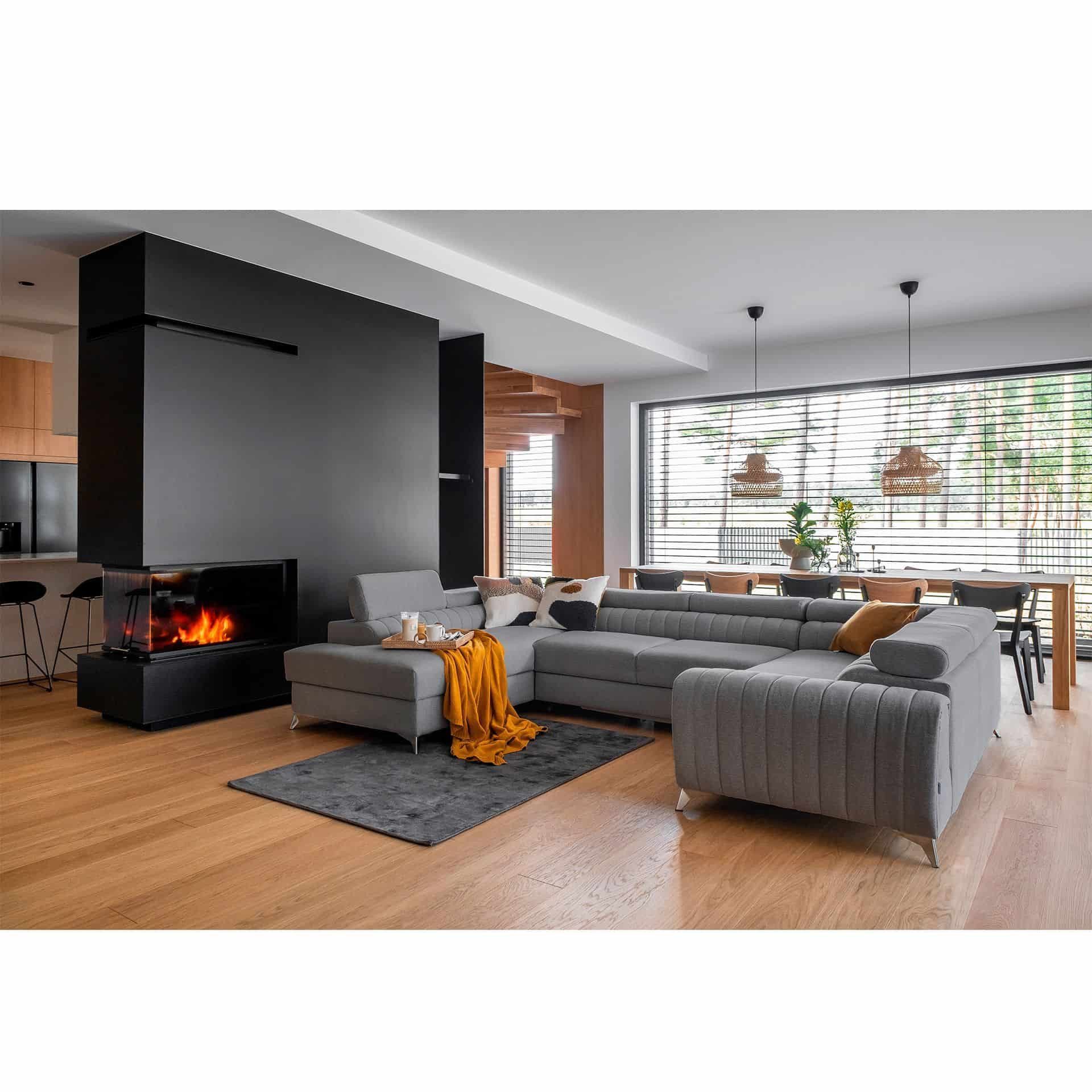 Myhomelando Wohnlandschaft Louis U-Form, Schlaffunktion, Bettkasten, 348 x 202 cm, Wohnlandschaft U Form mit Schlaffunktion und Bettkasten, Schlafsofa