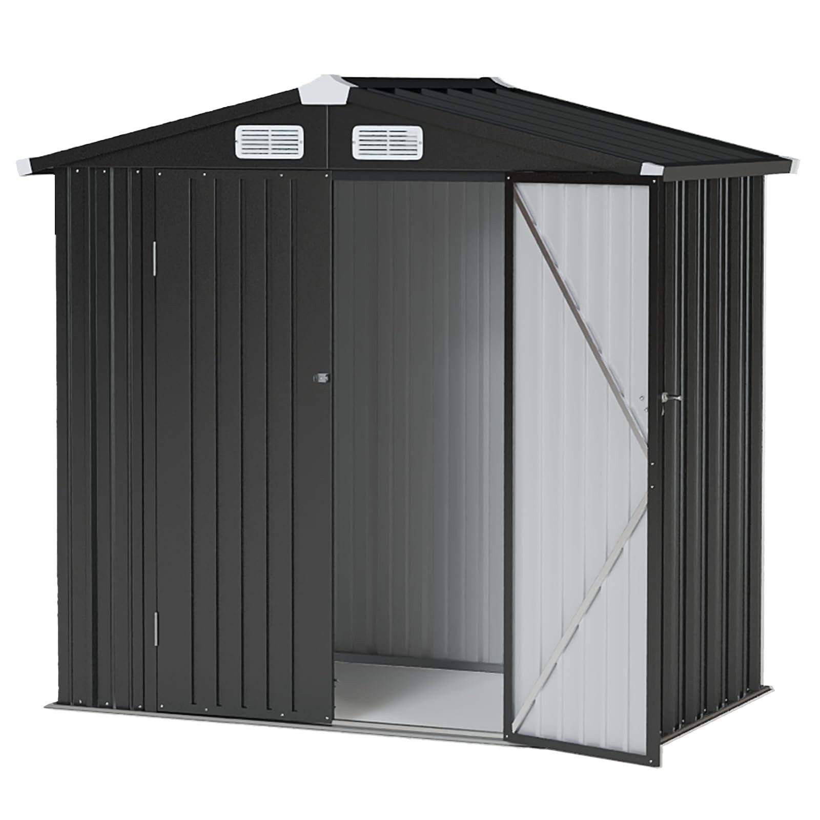 AOXUN Gerätehaus für Garten & Rad, 2,52 m² mit abschließbarer Tür und Schrägdach, BxT: 200x126 cm, (1 St), 200x126x188cm, für Pool und Terrasse