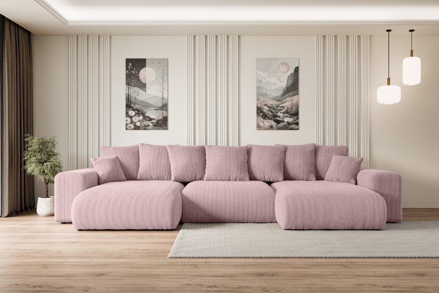 ALTDECOR Wohnlandschaft ESKAR-U, Couch mit Schlaffunktion, Wohnzimmer - Woh günstig online kaufen