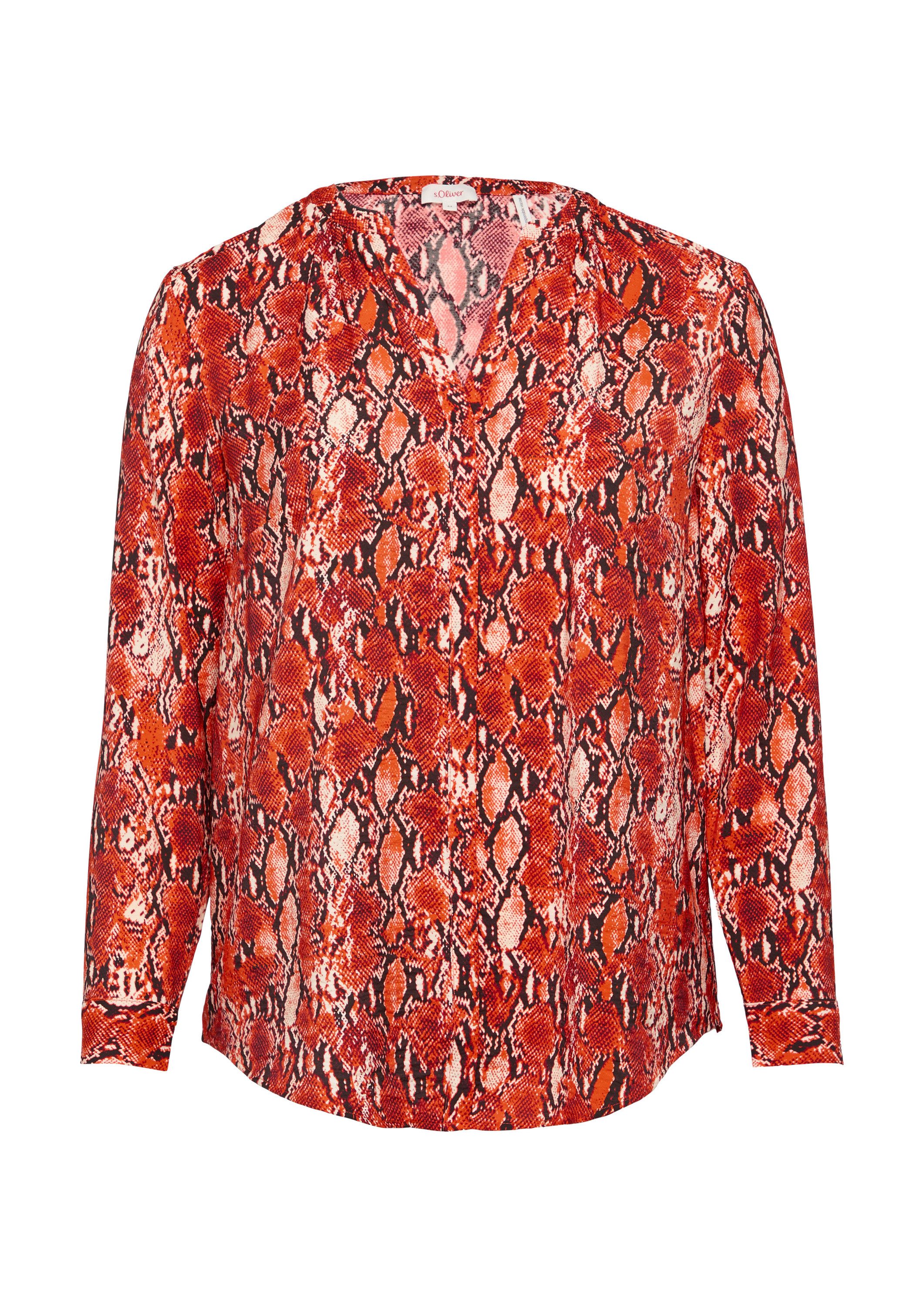 s.Oliver Langarmbluse Bluse Bluse mit Animal-Print aus Viskosemix