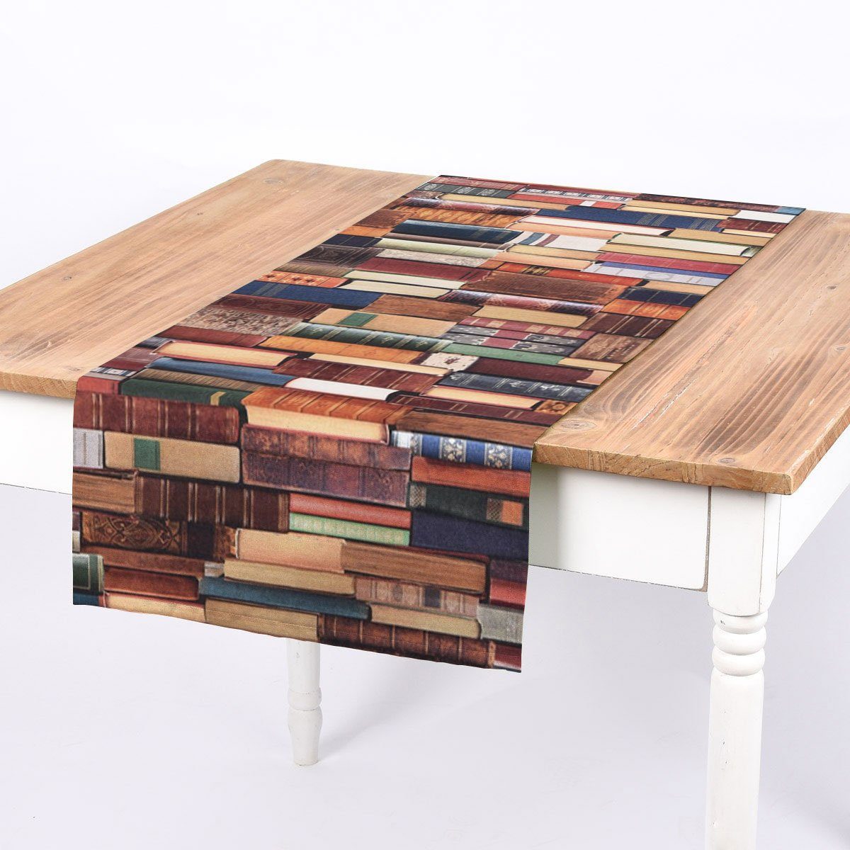 SCHÖNER LEBEN. Tischläufer SCHÖNER LEBEN. Tischläufer Digitaldruck Bücher Books bunt 40x160cm, Digitaldruck