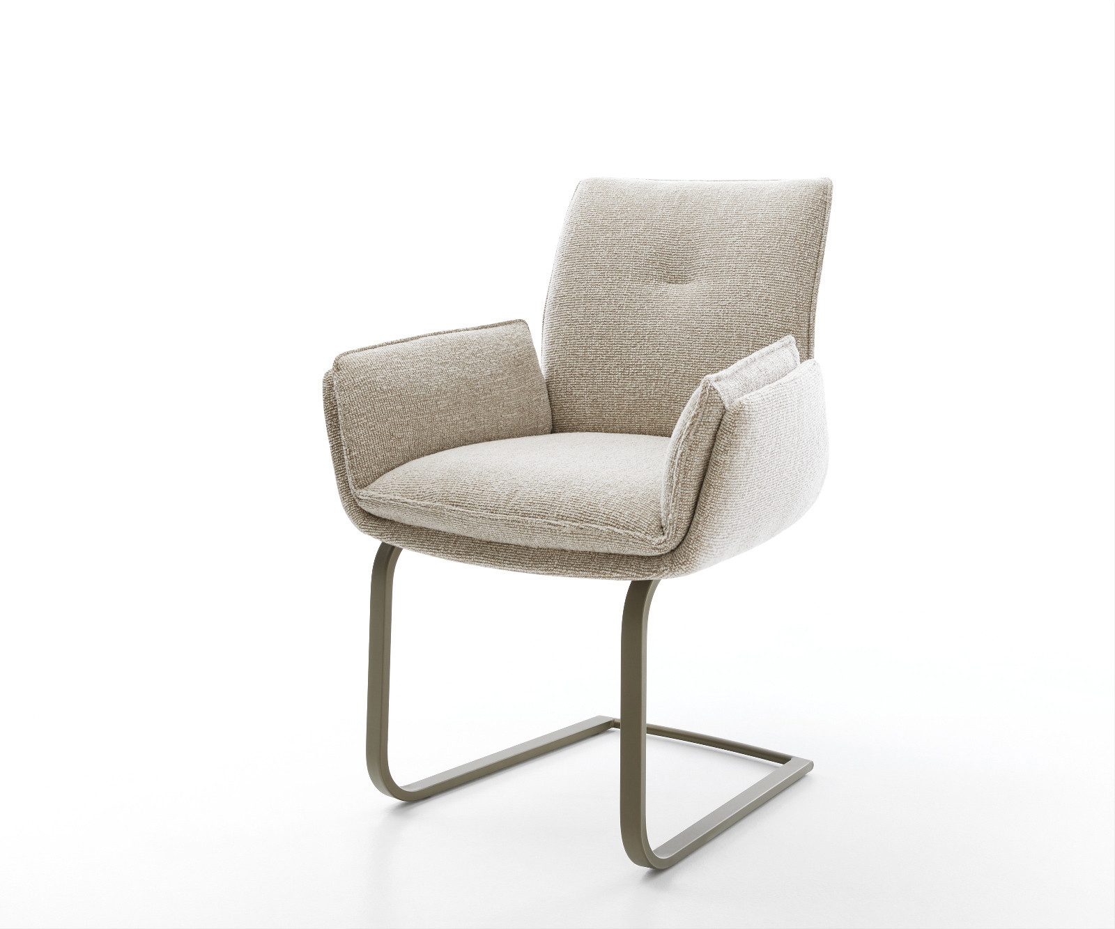 DELIFE Polsterstuhl Nela-Flex, Kreuzgestell konisch Schwarz Webstoff Soft Beige