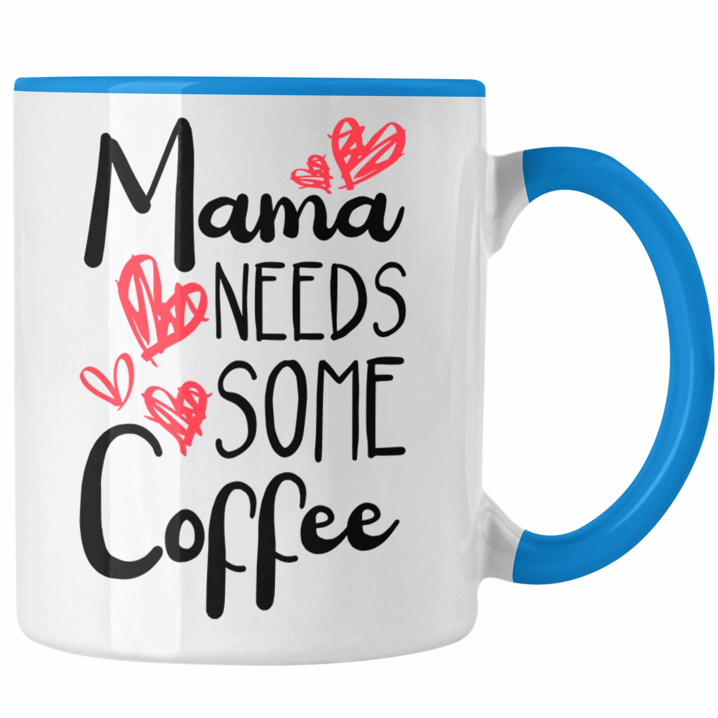 Trendation Tasse Trendation - Mama Tasse mit Spruch Geschenk Muttertag von Tochter Sohn Mutter Kaffeetasse Spruch Kaffeeliebhaber Blau