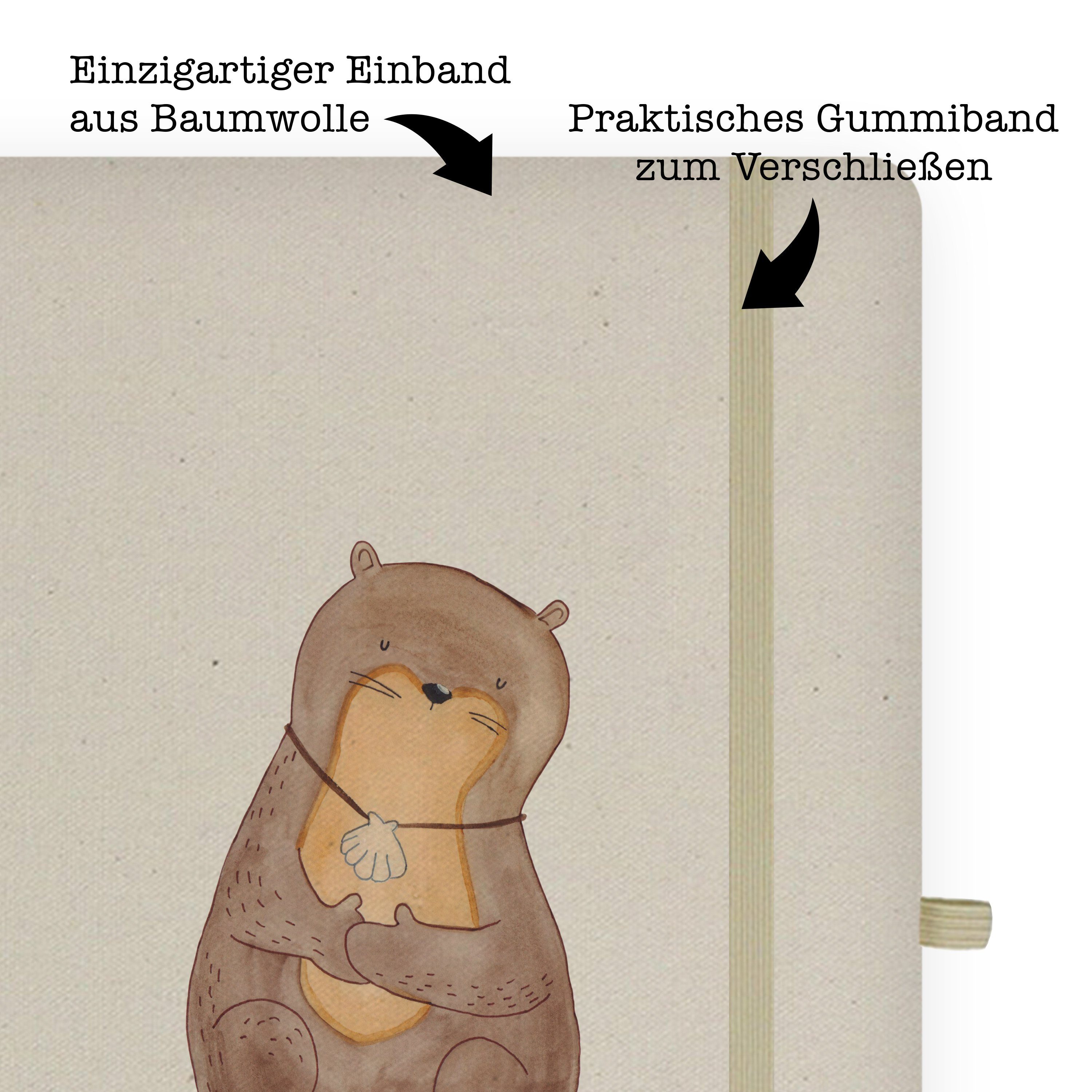 Mr. & Mrs. Notizbuch Geschenk, Schreibheft, nie - mit Transparent Muschelmedaillon - Panda Otter