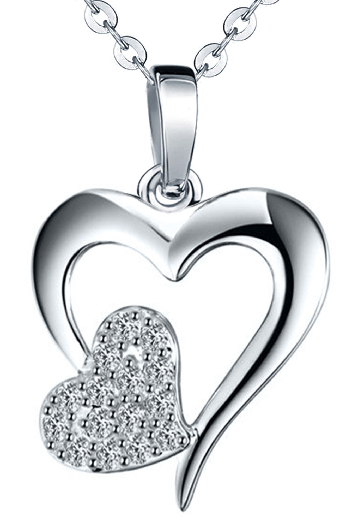 Limana Herzkette 925 Silber Kette mit Herz Anhänger Zirkonia Silberkette (i günstig online kaufen