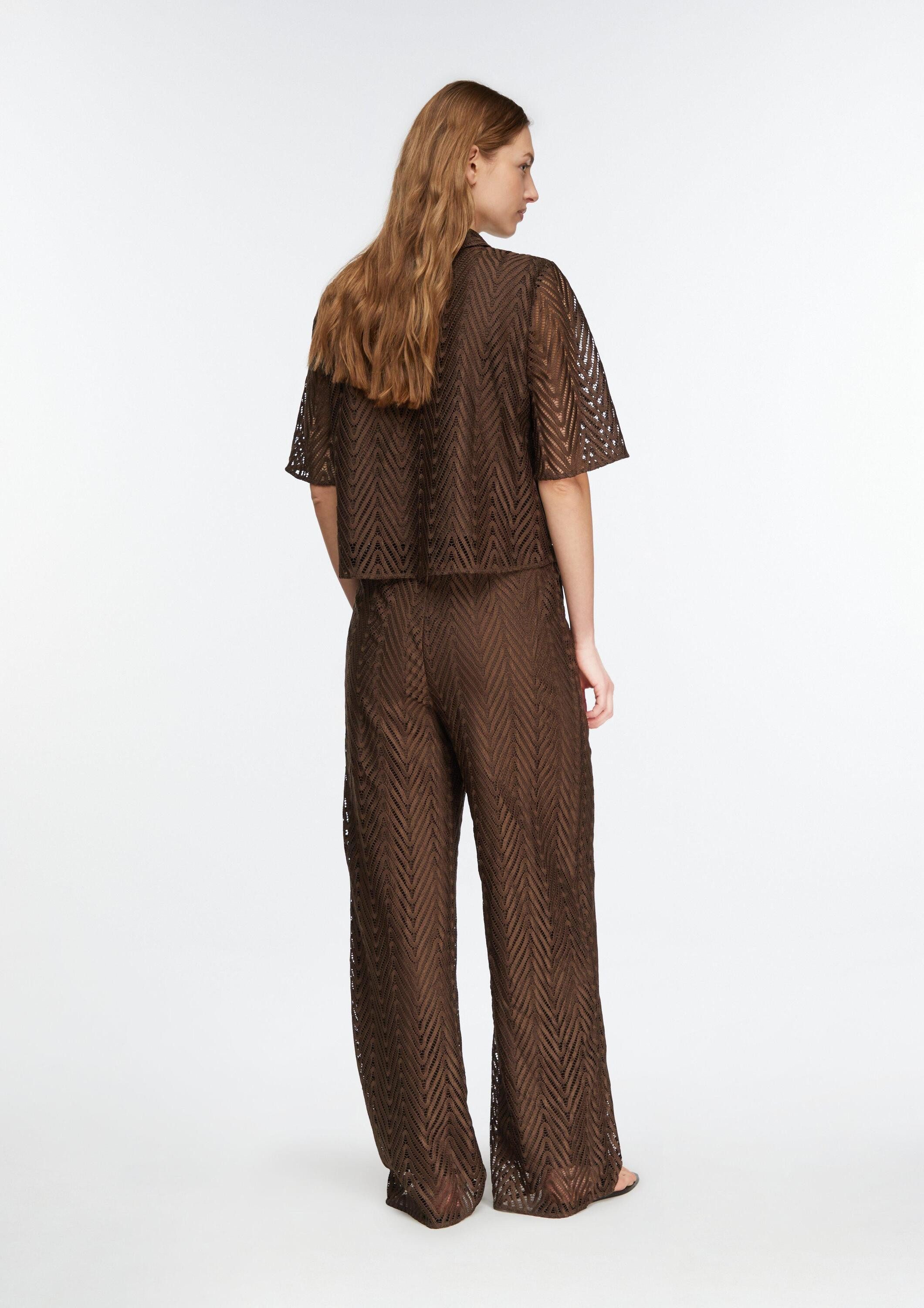 comma Chinos Hose Wide-Leg-Hose aus Spitze mit Viskose-Futter