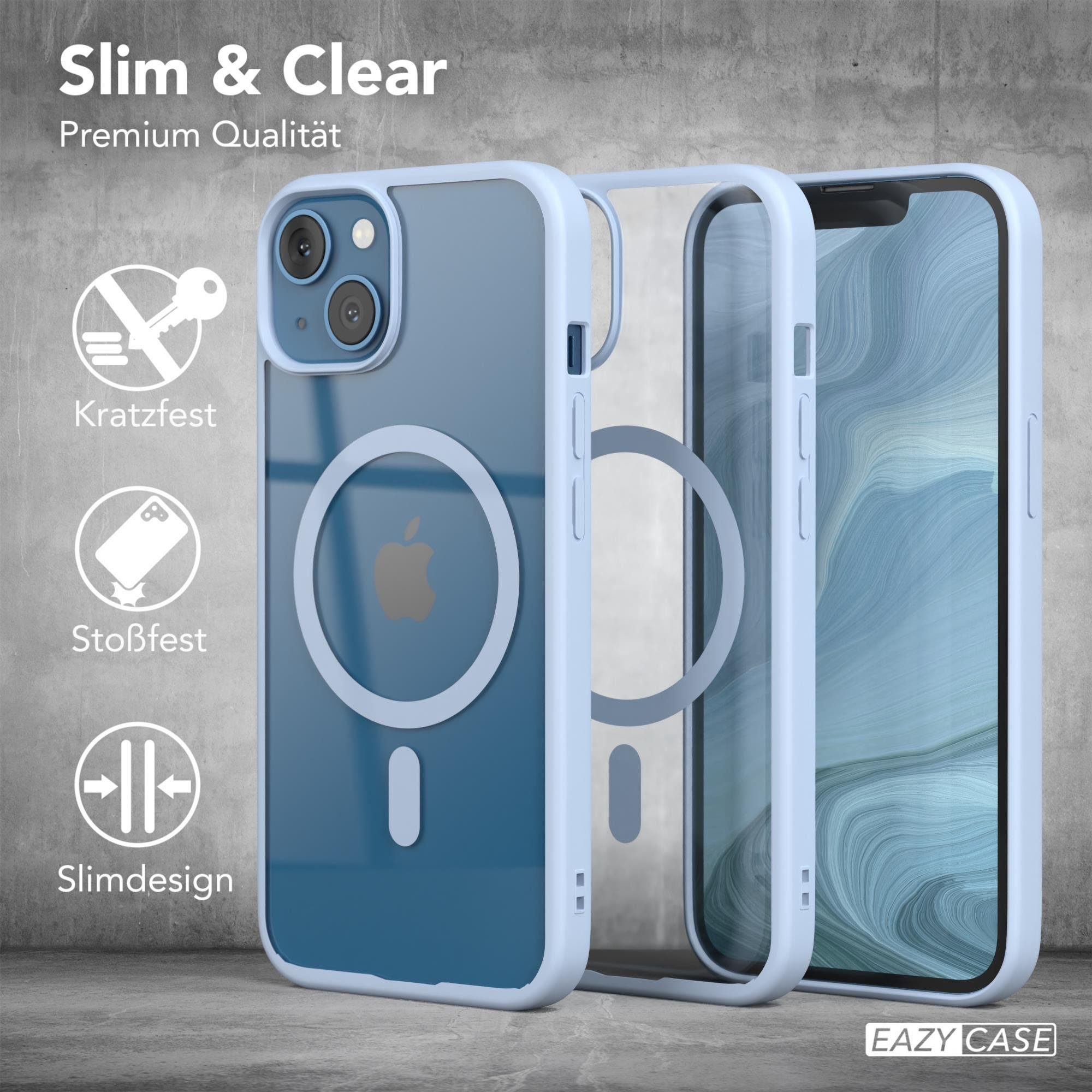 EAZY CASE Handyhülle Transparente Hülle mit MagSafe für iPhone 13 6,1 Zoll, Softcase, Schutzhülle mit Displayschutz, stoßfest, kratzfest, Hellblau – Bild 5 von 5