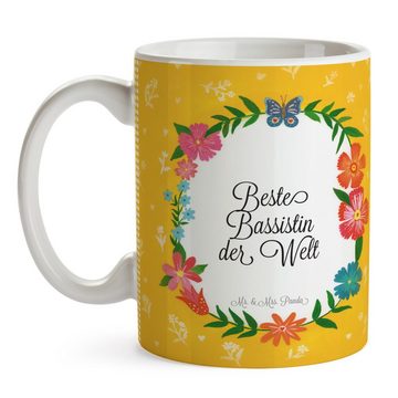 Mr. & Mrs. Panda Tasse Bassistin - Geschenk, Rente, Abschied, Geschenk Tasse, Gratulation, B, Keramik