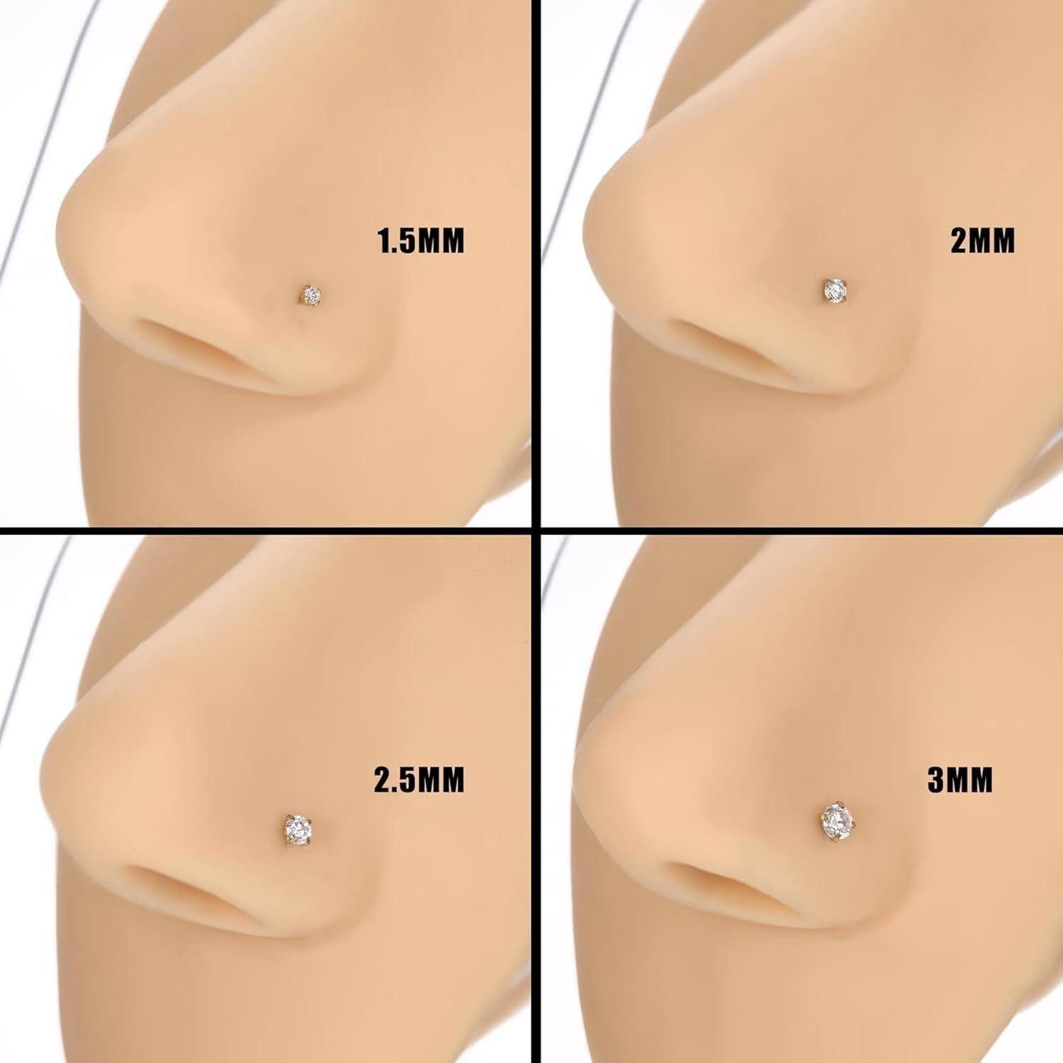 YADOCA Nasenpiercing 4er Set 14K Gold 20G Nasenpiercing Zirkonia Chirurgenstahl 1,5/2/2,5/3 – Bild 4 von 5