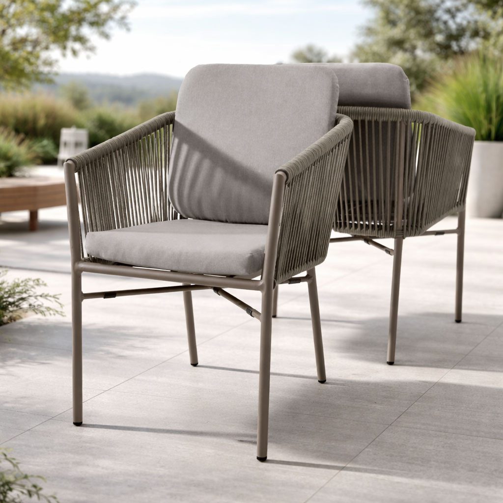 Destiny Gartensessel LUCCA (Set, 2-St), Aluminium, Olefin-Rope, inkl. Auflagen, stapelbar