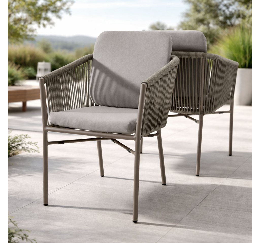 Destiny Gartensessel LUCCA (Set, 2-St), Aluminium, Olefin-Rope, inkl. Auflagen, stapelbar