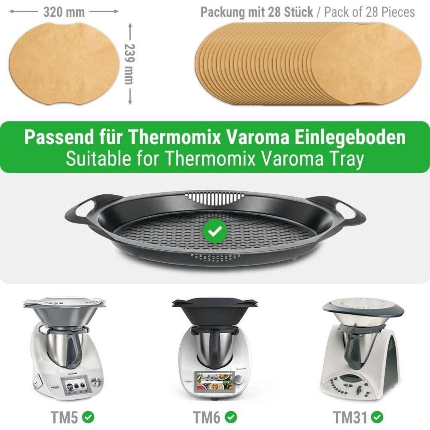 LuxusKollektion Backpapier Dampfgarpapier Varoma Thermomix TM6 TM5 TM31 28 Stück