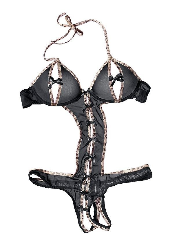 petite fleur gold Body-Ouvert mit Bügel, aus leicht transparentem Material, sexy Dessous, Reizwäsche
