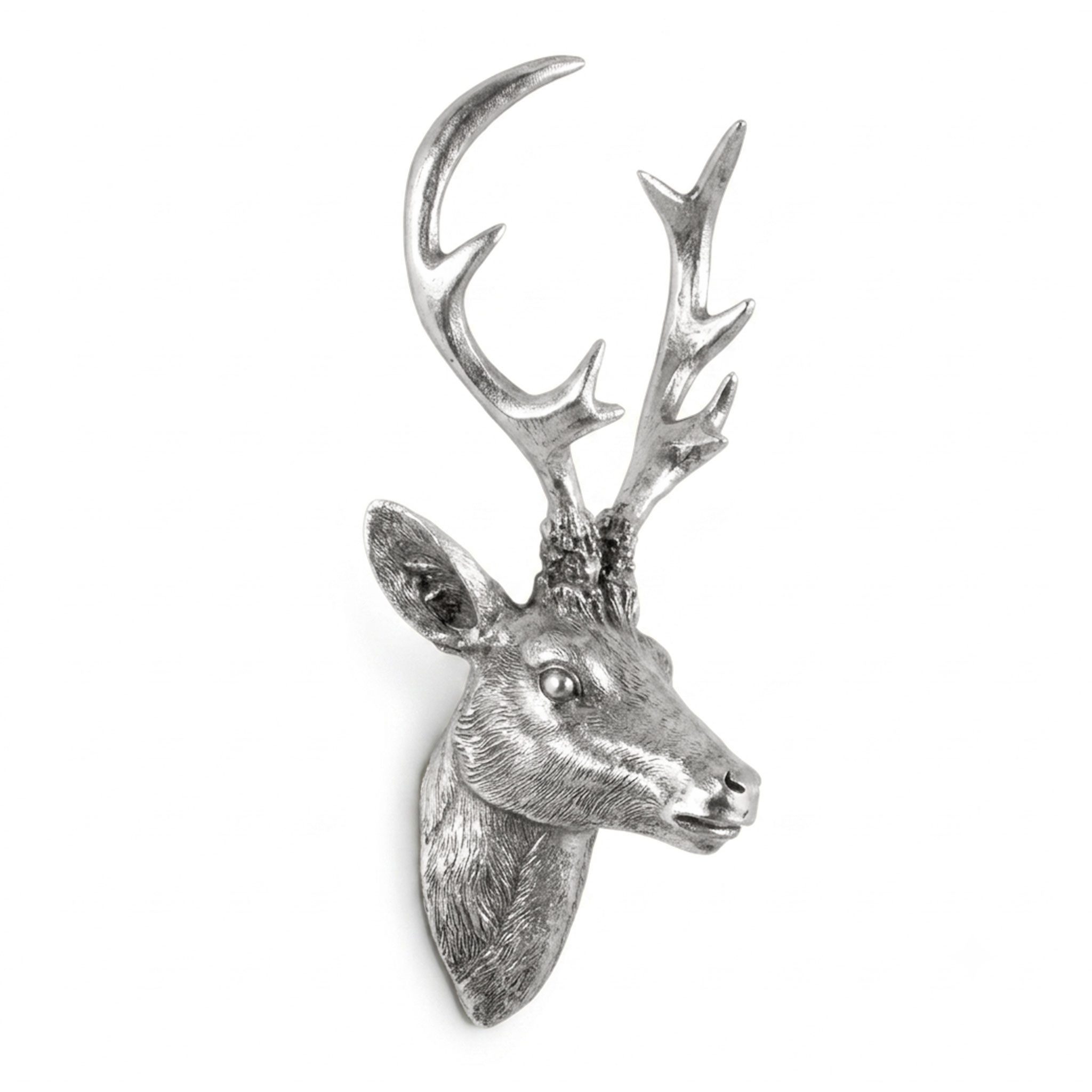 Spetebo Dekogeweih Hirschgeweih silber - 30 cm (Stück, 1 St., Geweih), Hirschkopf Wanddeko zum aufhängen