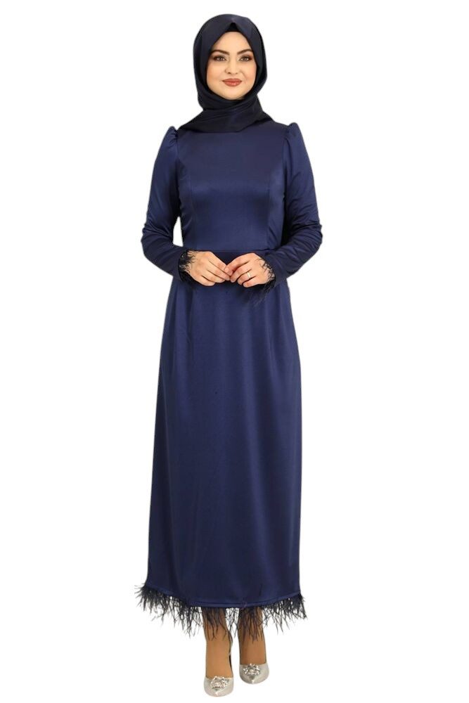 fashionshowcase Satinkleid Damen Abendkleid schlicht Abiye Abaya Modest Fas günstig online kaufen