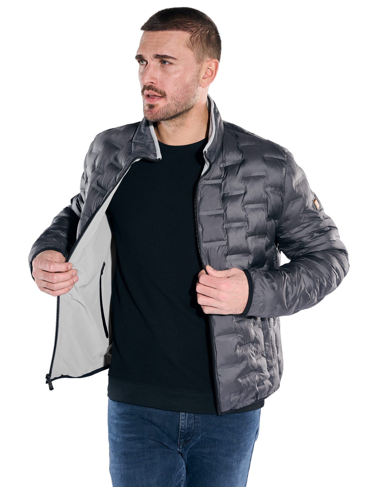 emilio adani Kurzjacke Herren Wendejacke, Hellgrau