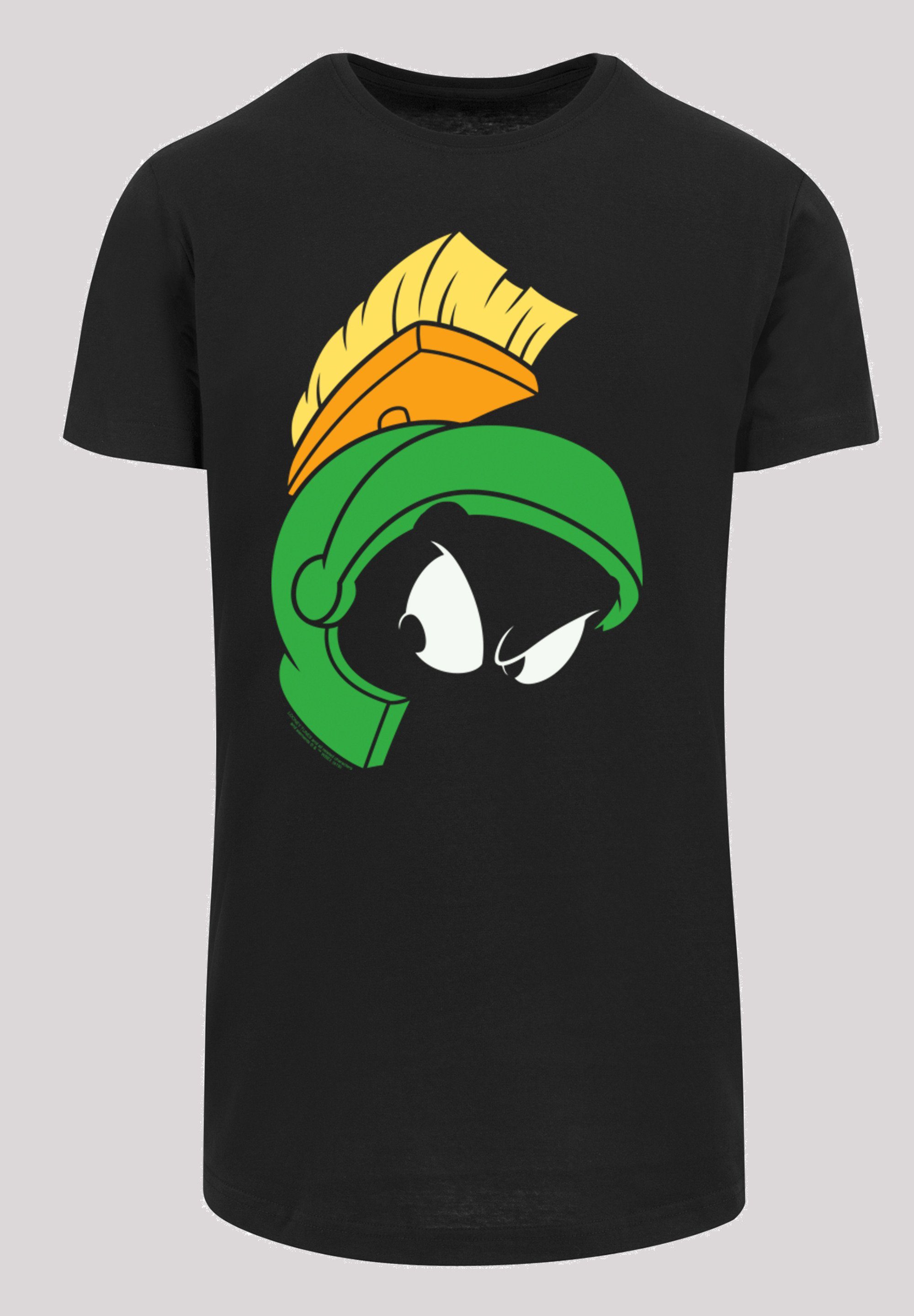 F4NT4STIC Kurzarmshirt Herren Marvin The Martian Face with Shaped Long Tee (1-tlg) black