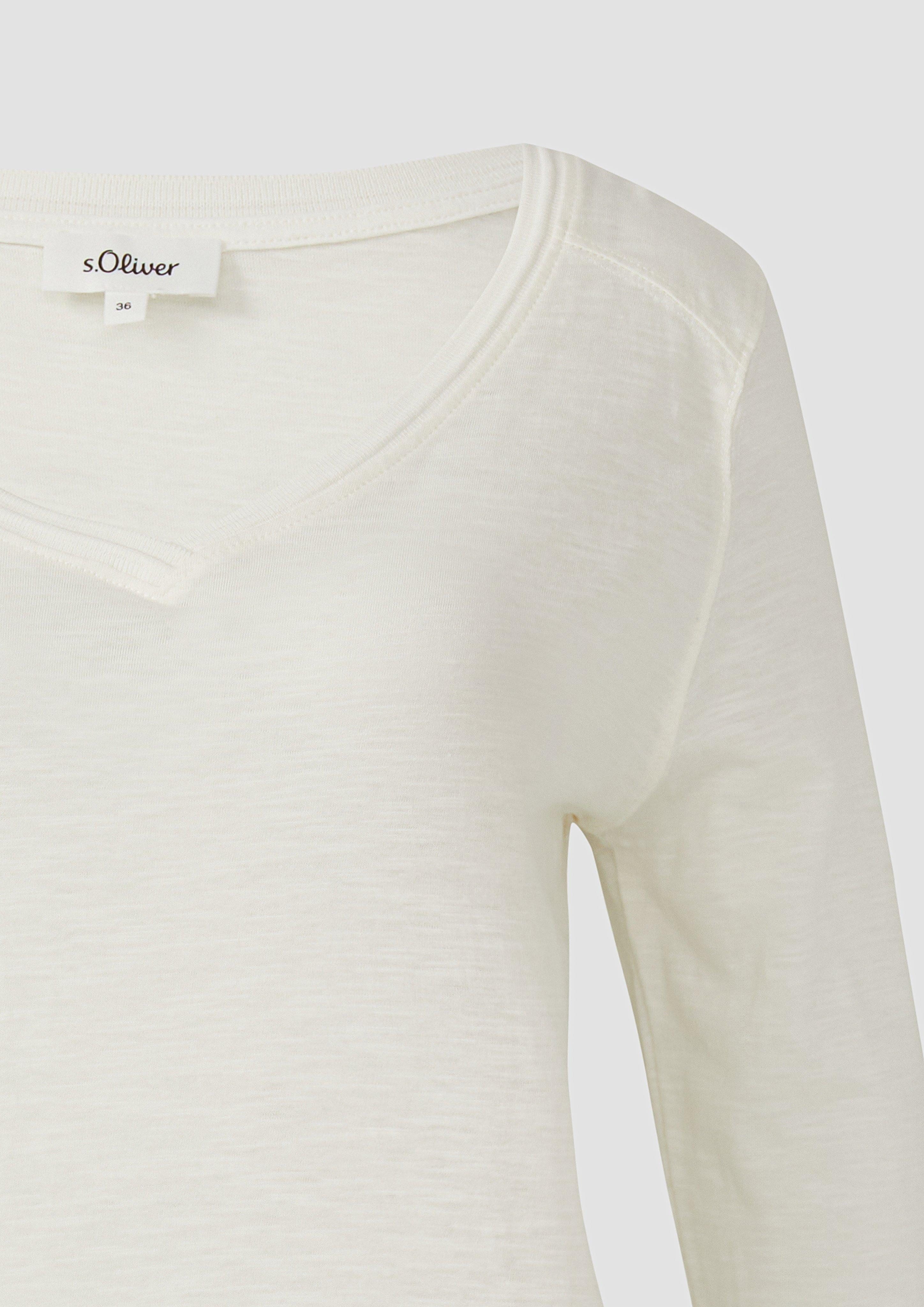 s.Oliver 3/4-Arm-Shirt 3/4-Armshirt aus Baumwollslub mit günstig online kaufen