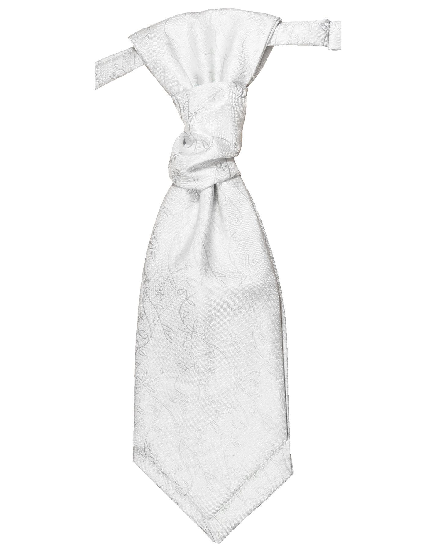 Paul Malone Krawatte Elegantes Herren Plastron floral Hochzeitskrawatte - vorgebunden silber weiß v20