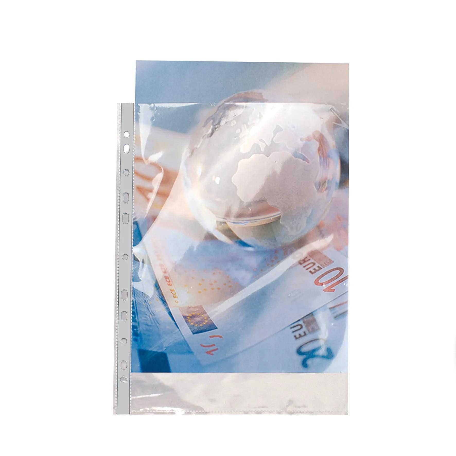 Prospekthülle 10x Pack 10 Prospekthüllen glatt gelocht PP 90µ A4 Kristall 5910E