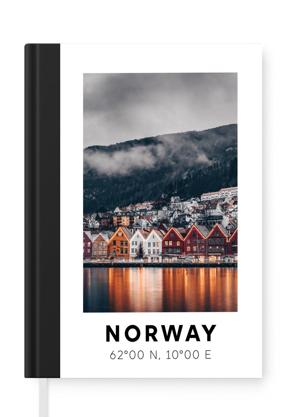 MuchoWow Notizbuch Bergen - Norwegen - Wasser - Skandinavien, Journal, Merkzettel, Tagebuch, Notizheft, A5, 98 Seiten, Haushaltsbuch