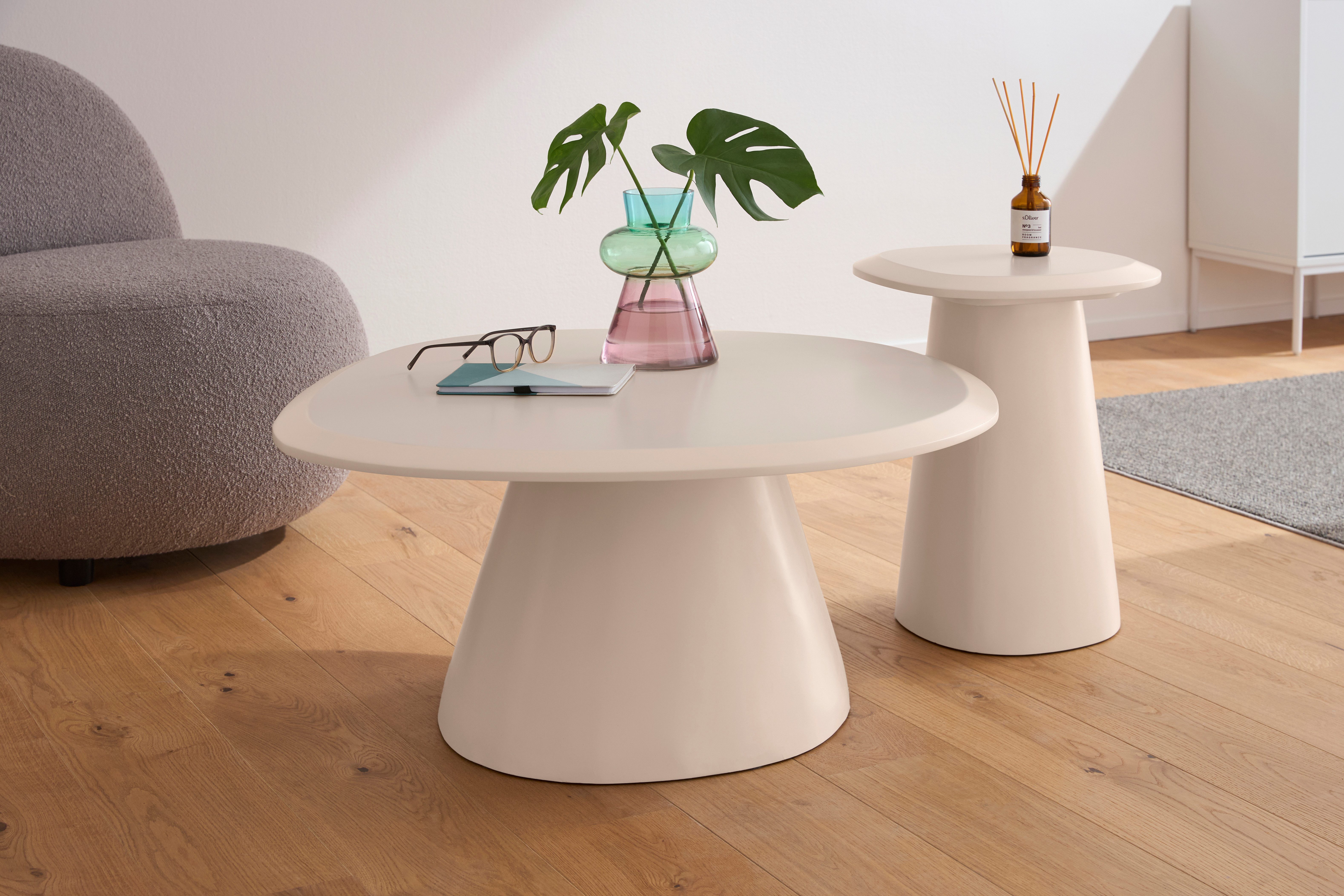 s.Oliver Couchtisch Solhelm (Set, 2-St), cremefarbenes Duo aus lackiertem MDF Holz, mit Schweizer Kante