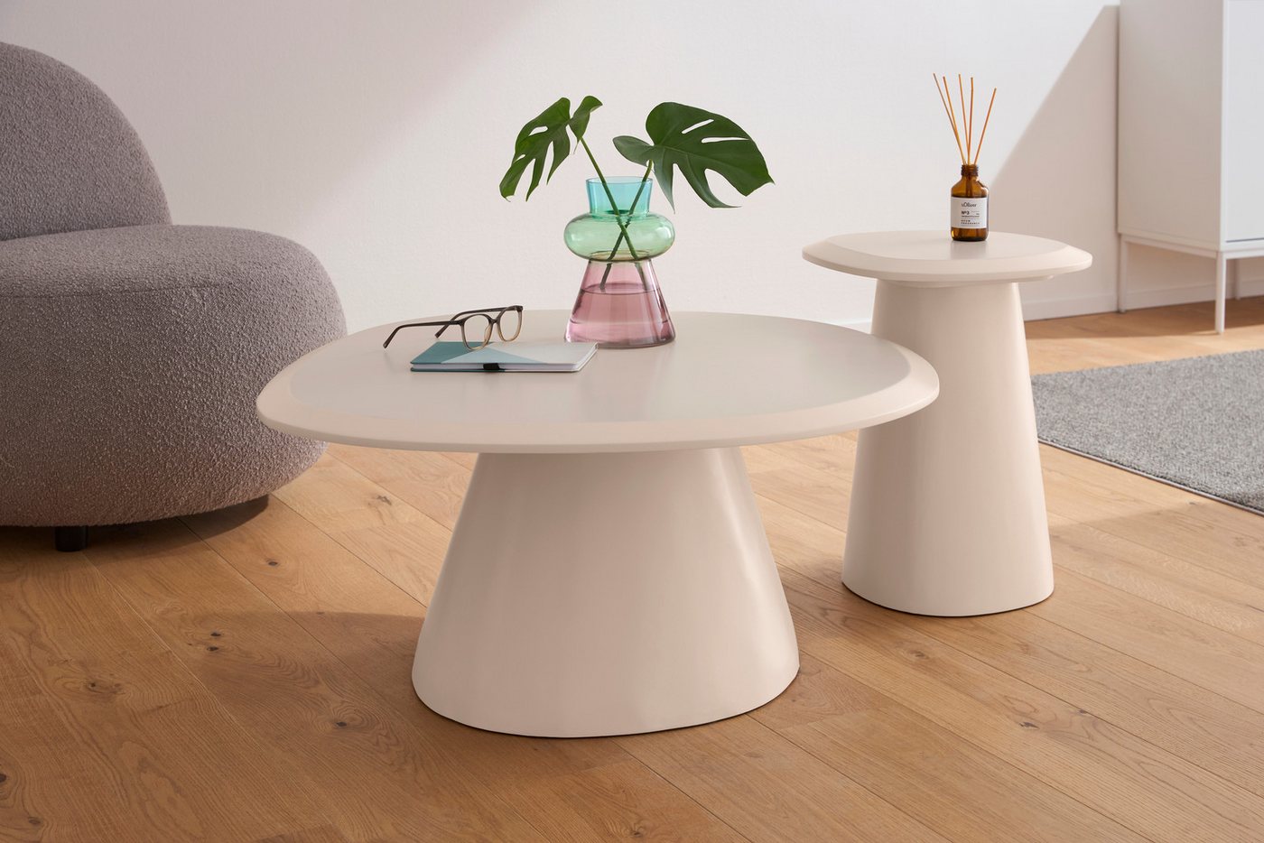 s.Oliver Couchtisch Solhelm (Set, 2-St), cremefarbenes Duo aus lackiertem MDF Holz, mit Schweizer Kante