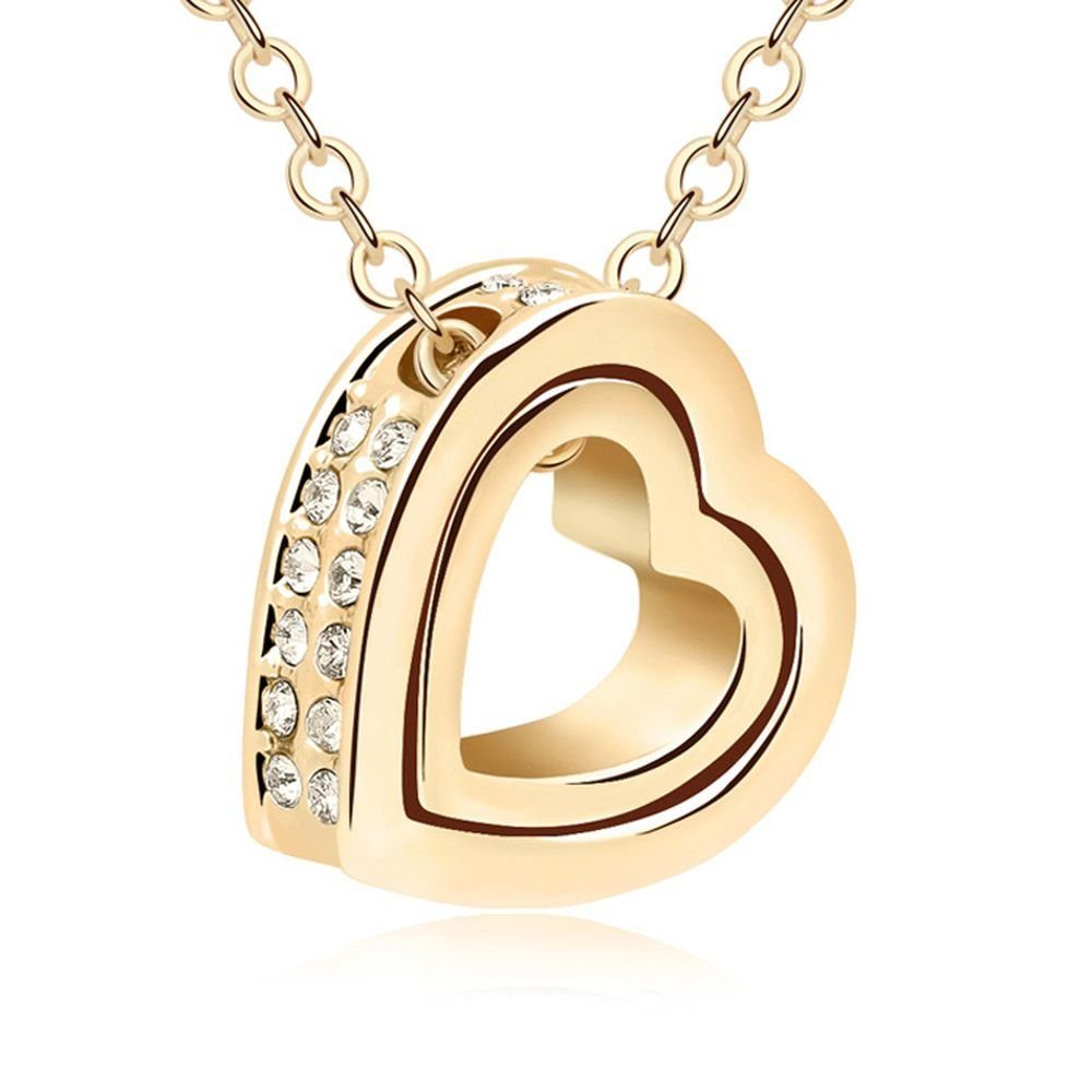 Ketten-Set Kette goldenes Herz Gold aus Messing Damen