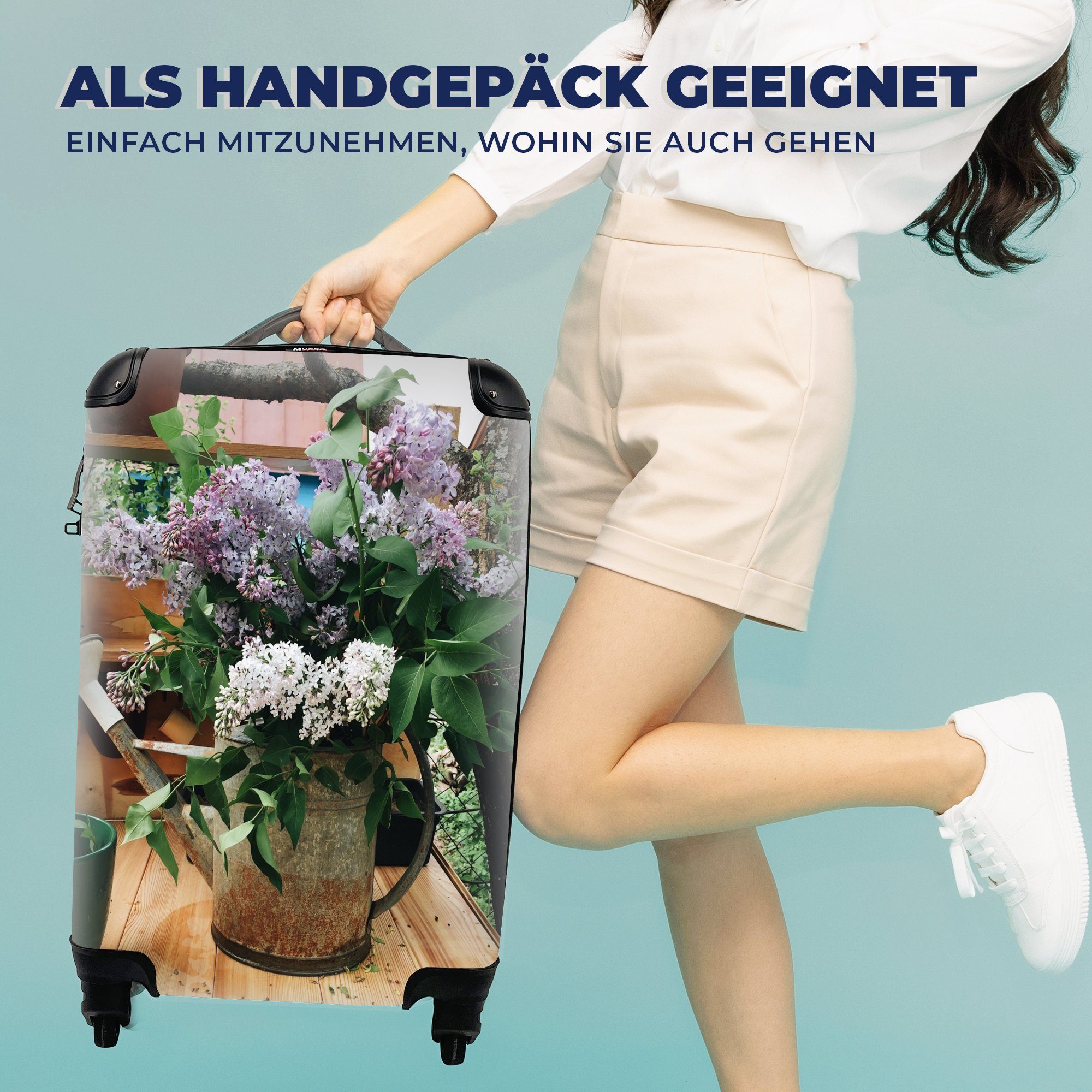 Rollen, Reisetasche MuchoWow Reisekoffer für Gießkanne rollen, Blumenstrauß, 4 Handgepäckkoffer - Ferien, - mit Trolley, Blumen Handgepäck