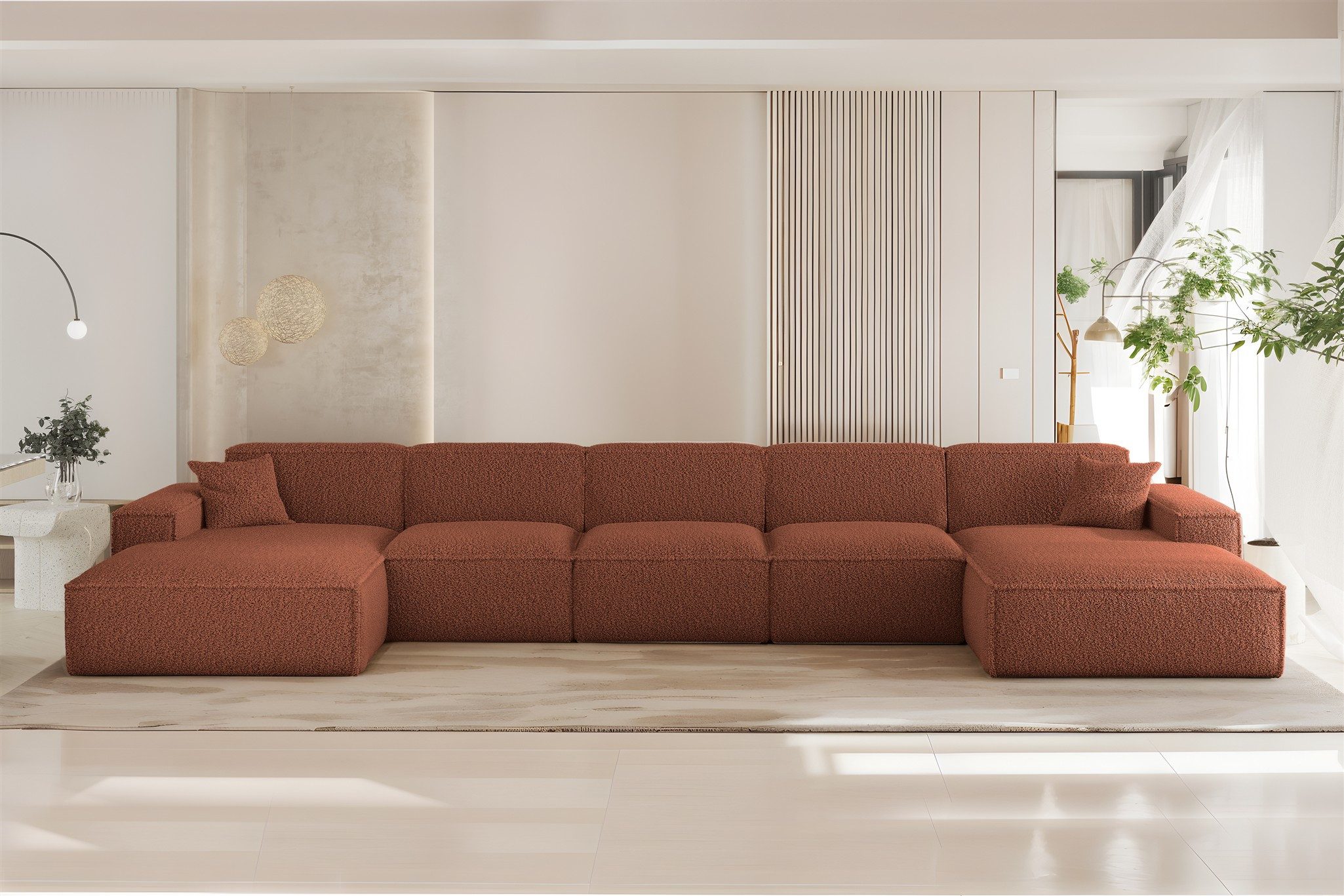Fun Möbel Wohnlandschaft Sofa U-Form FUN PEREZ PREMIUM XL in Stoff Sven (462 cm), Rundumbezug, inkl. 2 x Zierkissen