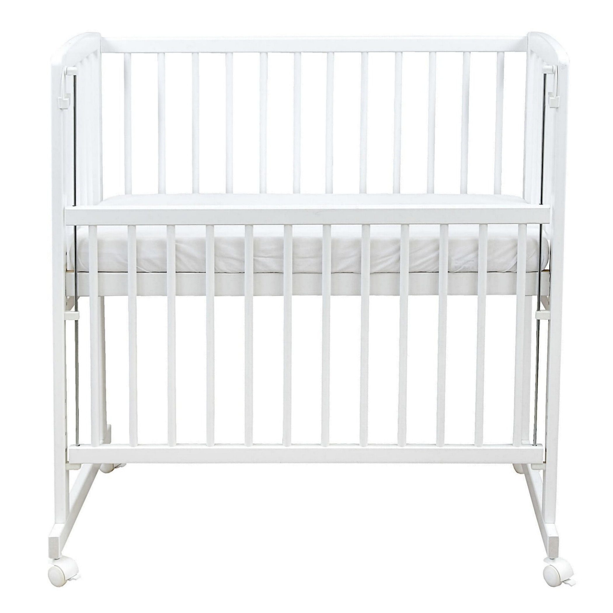 Baby-Delux Stubenbett Beistellbett Komplettset Waffelpique Musselin, Stillbett 90x40 weiß höhenverstellbar, Matratze inkl. komplett Set