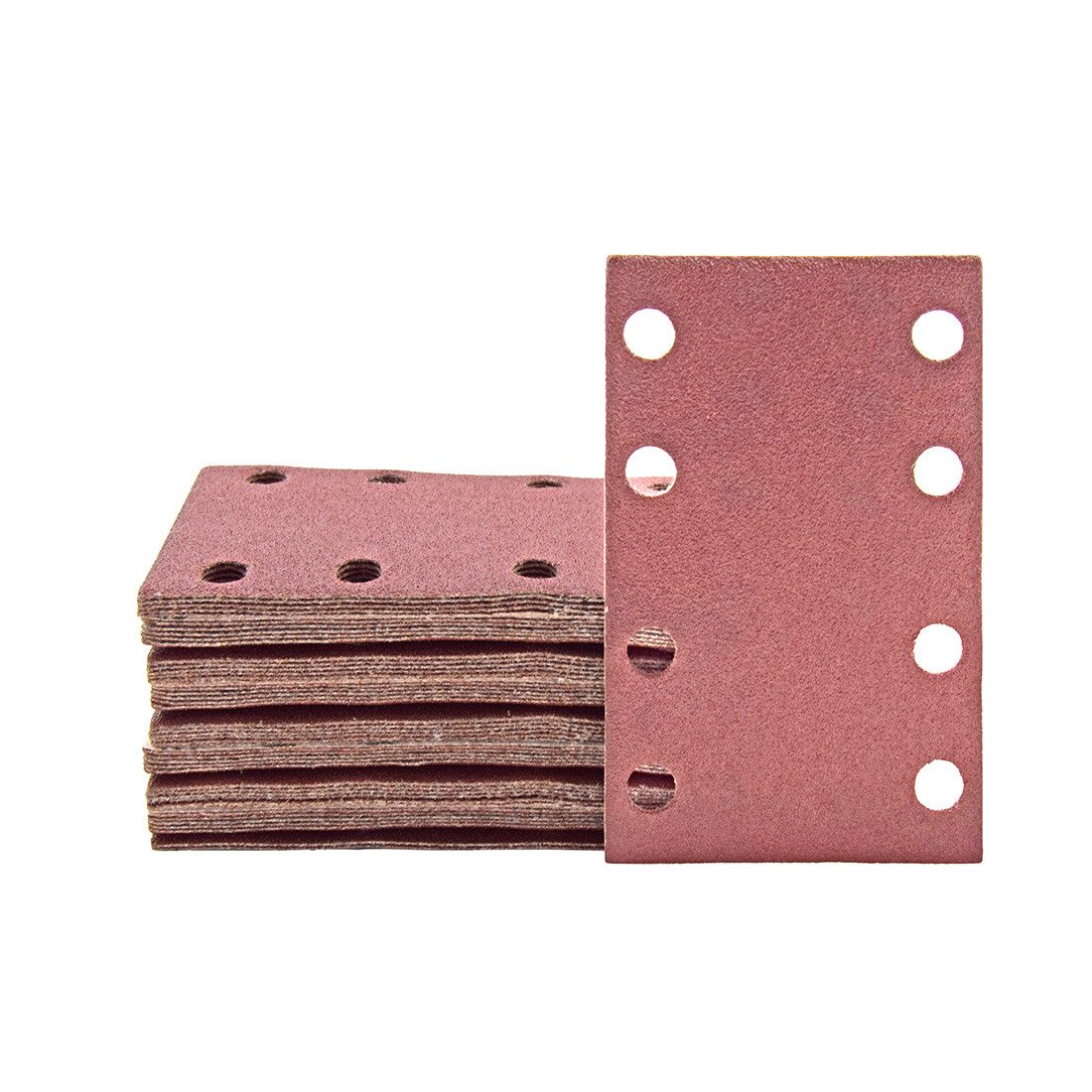 MioTools Schleifpapier 133 x 80 mm 8-Loch Klett-Schleifblätter für Schwingschleifer, Normalkorund, 50 Stk., K180