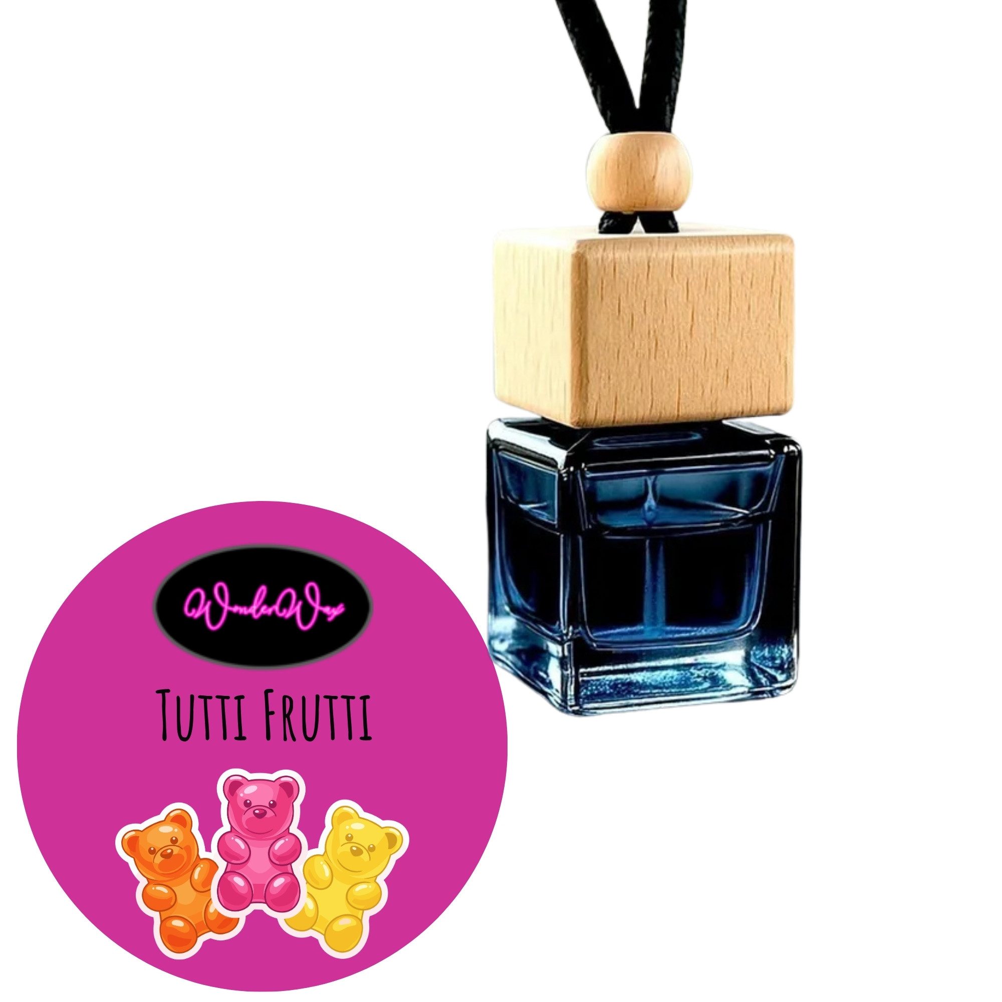 WonderWax Raumduft WonderWax® Auto Duft Quadrat Schwarz braun 8 ml, (Tutti Frutti), Duftrichtung: Tutti Frutti