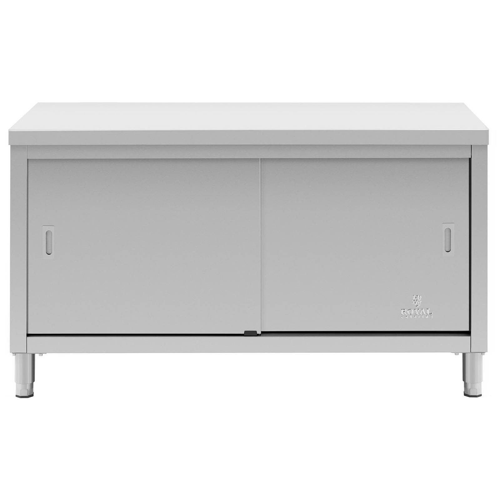 Royal Catering Arbeitstisch 150 x 60 cm Arbeitsschrank Gastro Schiebetüren Edelstahschrank, verschiedene Größen – Bild 4 von 4