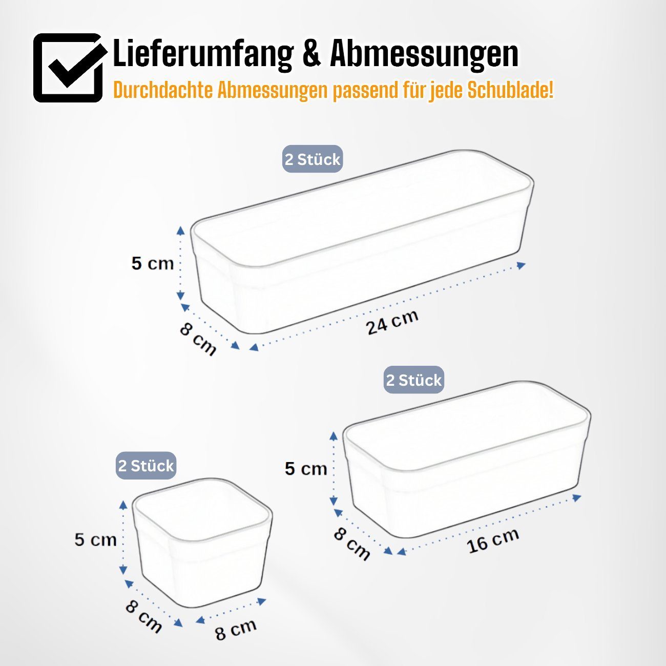 Engelland Schubladeneinsatz Schubladen-Organizer (Vorteils-Set, 6 St., individuelle Anordnung, passend für alle gängigen Schubladen), BPA-frei, spülmaschinengee – Bild 4 von 5