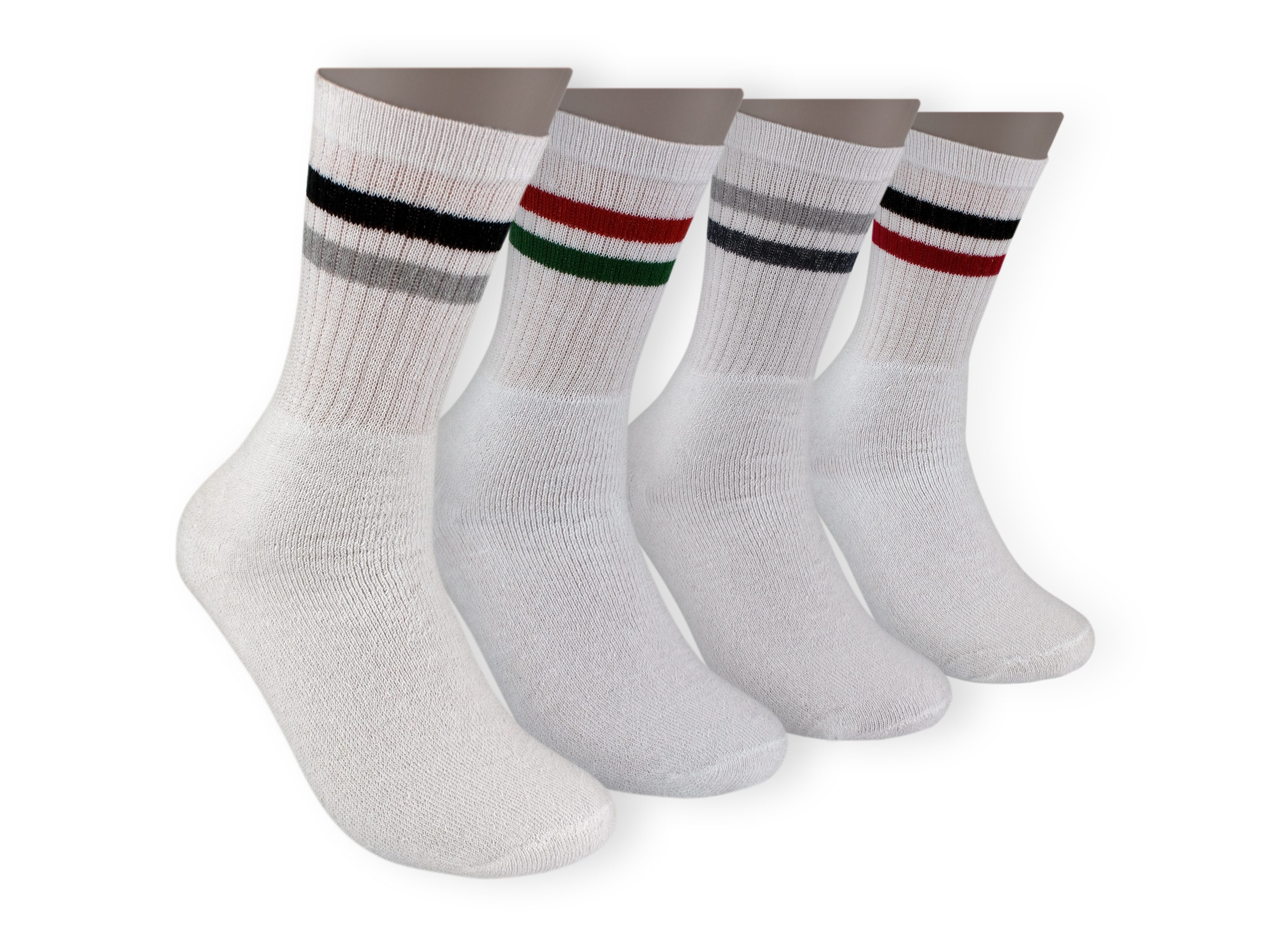 Die Sockenbude Tennissocken SPORTS (Bund, 4-Paar, weiß) mit Ringeln im Scha günstig online kaufen