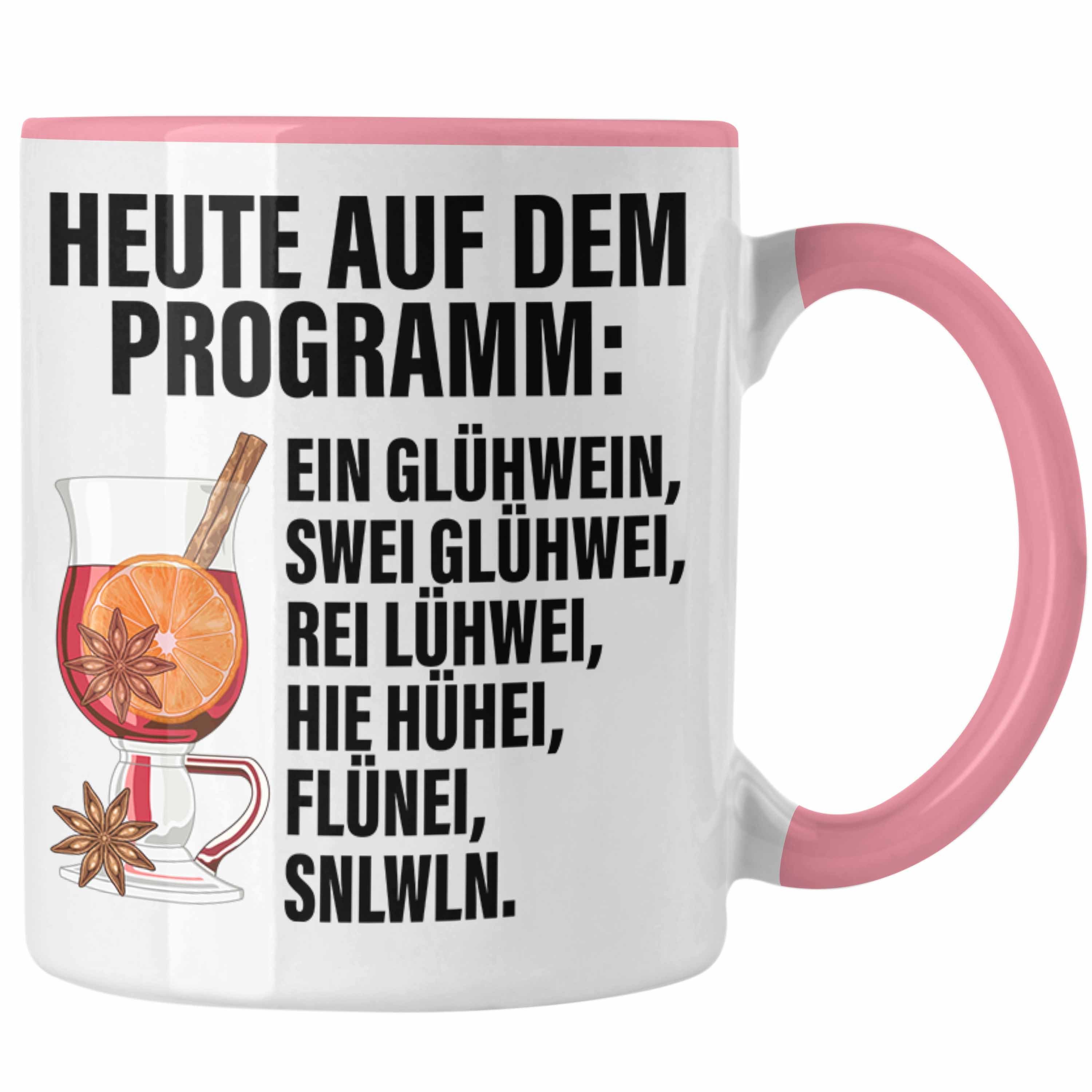 Glühweintassen Geschenk mit Doppelwandig Spruch Tasse Weihnachtsmarkt Glühwein Lustige Gläser Trendation - Tassen Tasse Glühweinbecher Trendation Becher Lustig Rosa Henkel