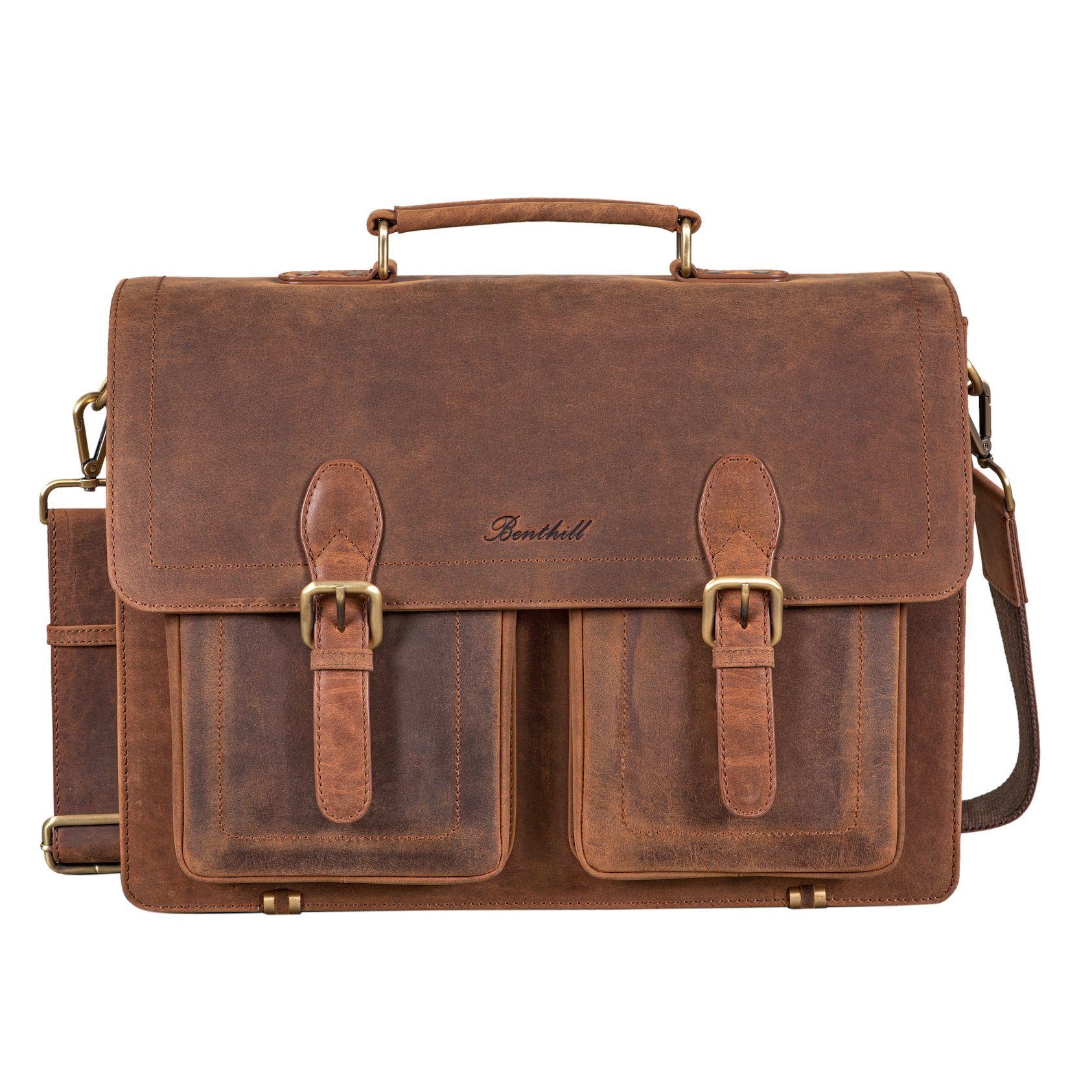 Benthill Aktentasche Echt Leder Laptoptasche Notebooktasche Umhängetasche L günstig online kaufen